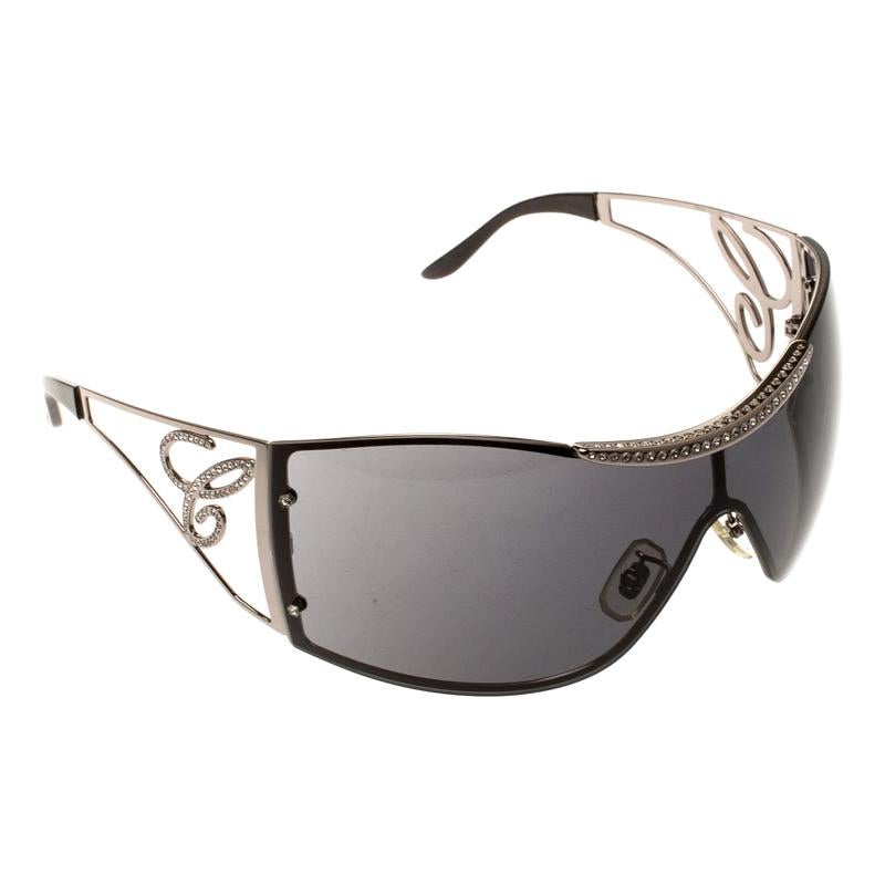 Chopard Black SCH586S Embellished Shield Sunglasses