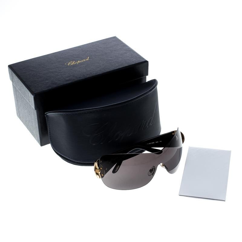 Chopard Black SCH939S Crystal Embellished Shield Sunglasses 1