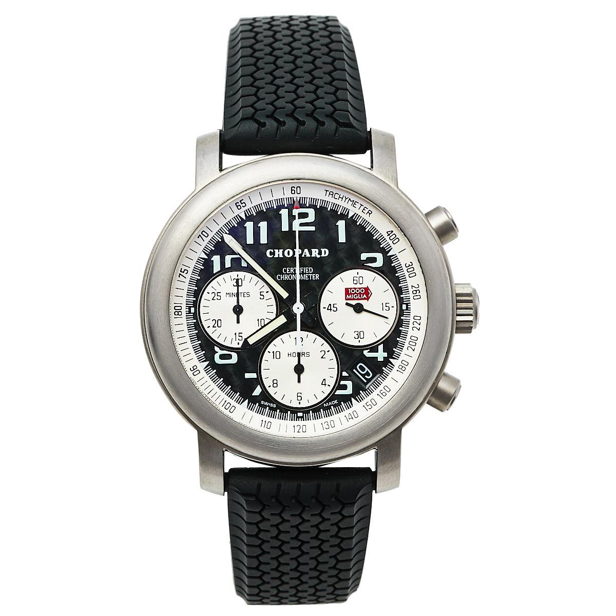 Chopard Black Titanium Happy Mille Miglia Chronograph Men's Wristwatch 40.5MM