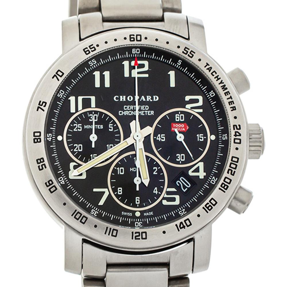 Contemporary Chopard Black Titanium Mille Miglia Chronograph 15/8915 Men's Wristwatch 39 mm