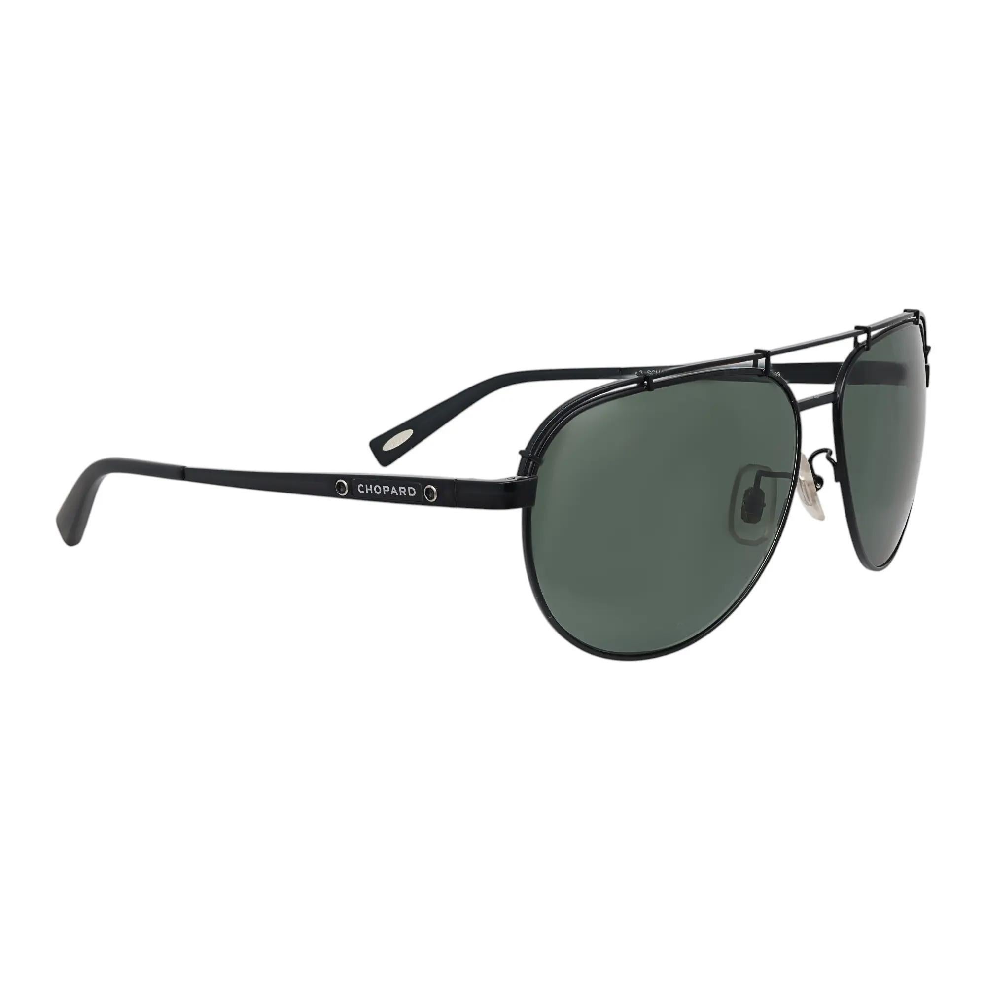 Chopard Black Titanium With Gray/Green Polarized Lens Sunglasses 95221-0256 In New Condition For Sale In New York, NY
