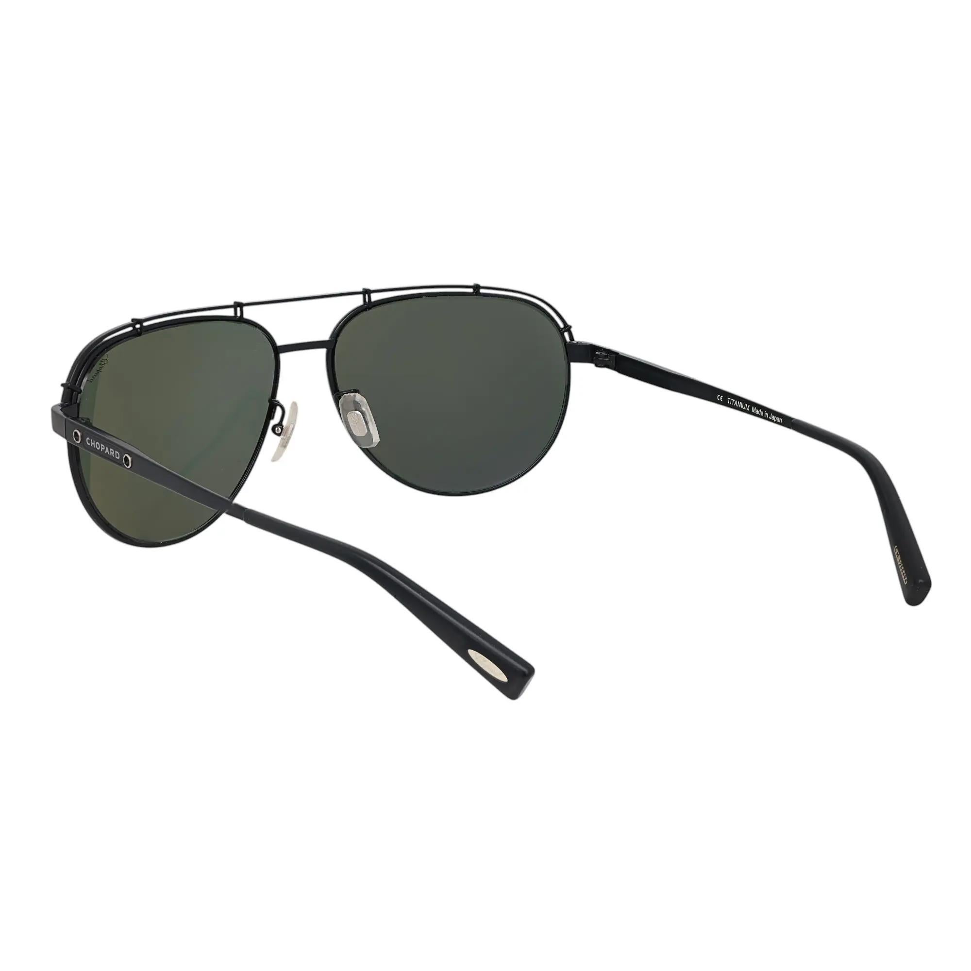 Women's or Men's Chopard Black Titanium With Gray/Green Polarized Lens Sunglasses 95221-0256 For Sale