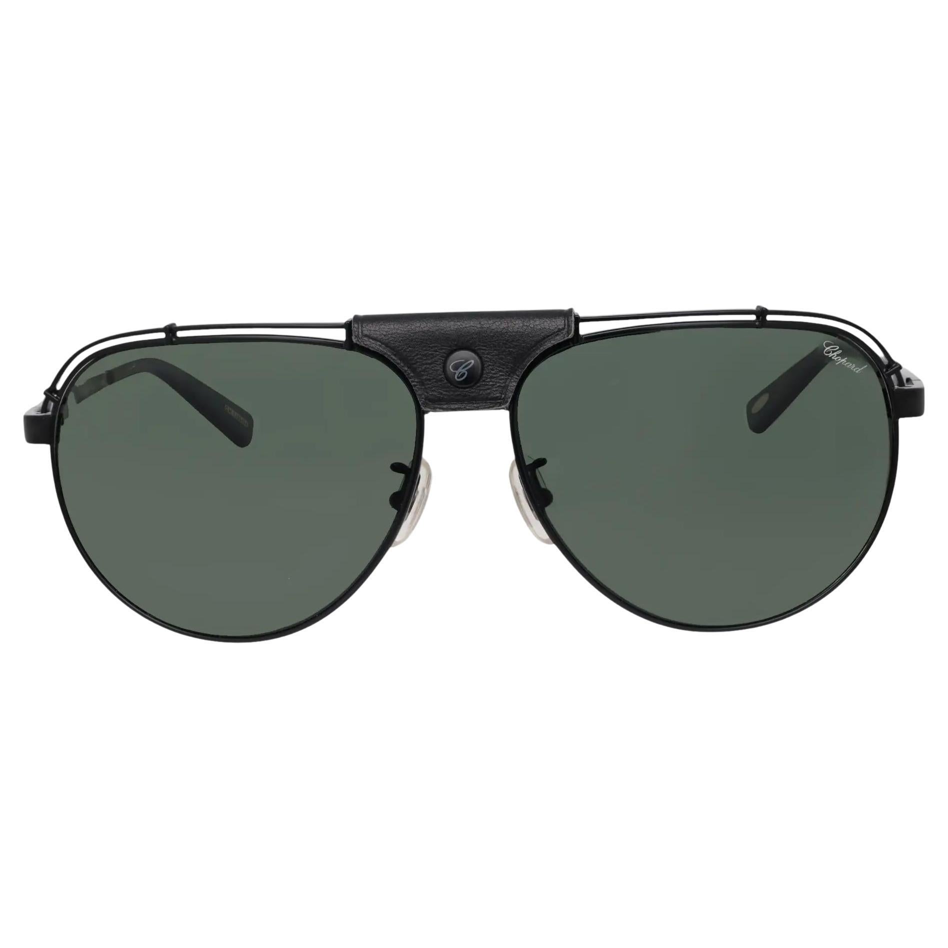 Chopard Black Titanium With Gray/Green Polarized Lens Sunglasses 95221-0256 For Sale