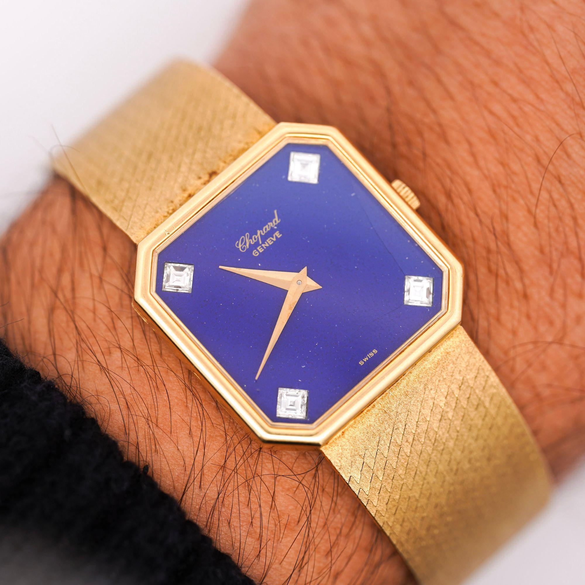 Chopard Blue Lapis Lazuli 18K Gold 26mm Vintage Watch Circa 1970s For Sale 4