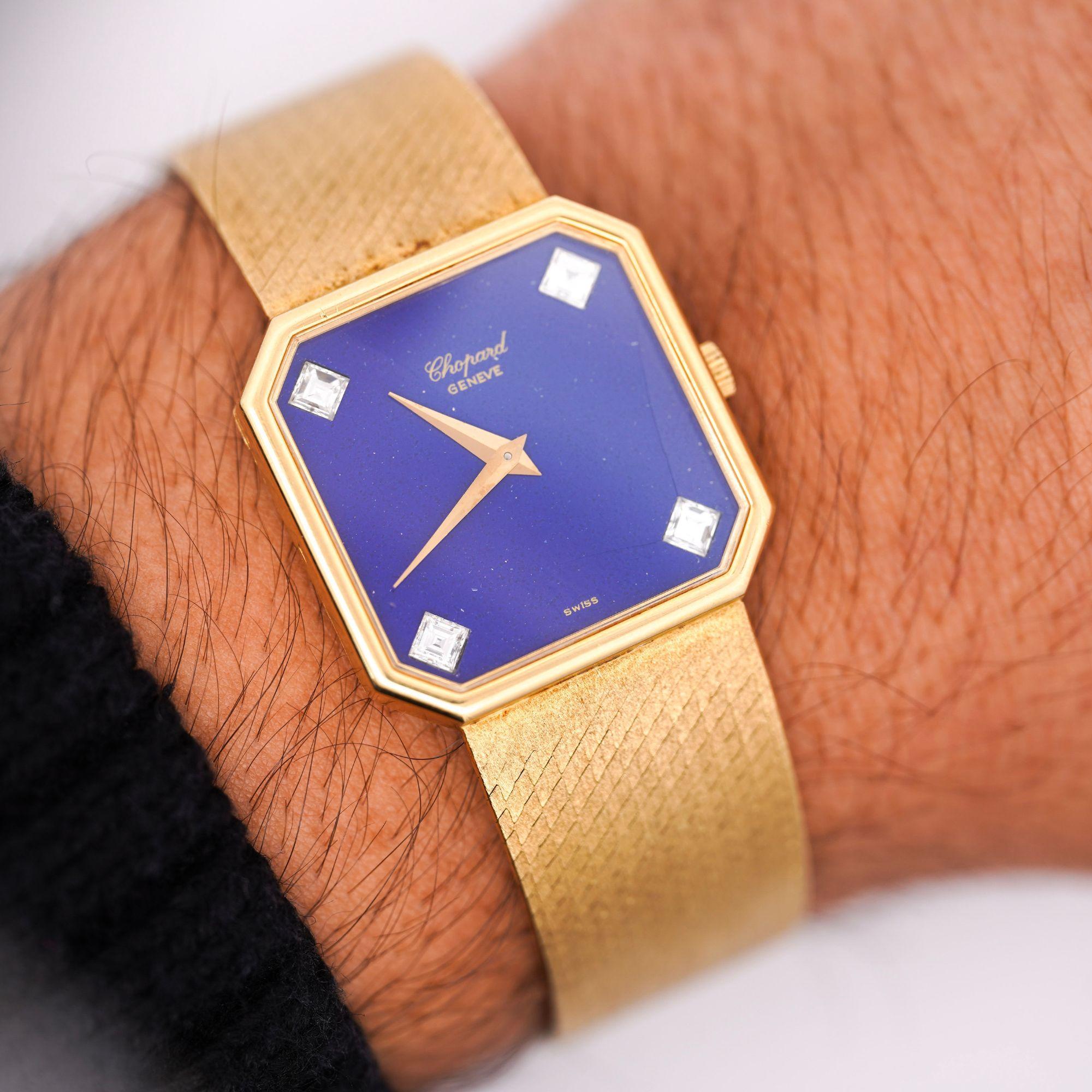 Chopard Blue Lapis Lazuli 18K Gold 26mm Vintage Watch Circa 1970s For Sale 8