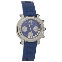 Chopard Blue Stainless Steel Happy Sport 27/8323-23 Women's Wristwatch  32.5MM