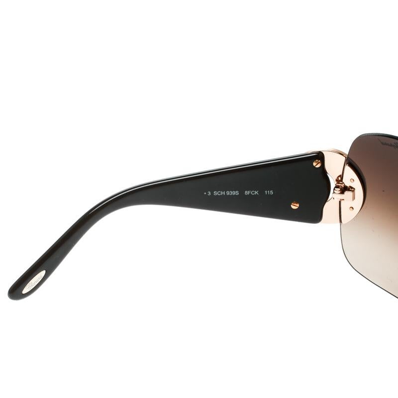 Women's Chopard Brown/Brown Gradient SCH 939S Crystal Embellished Shield Sunglasses
