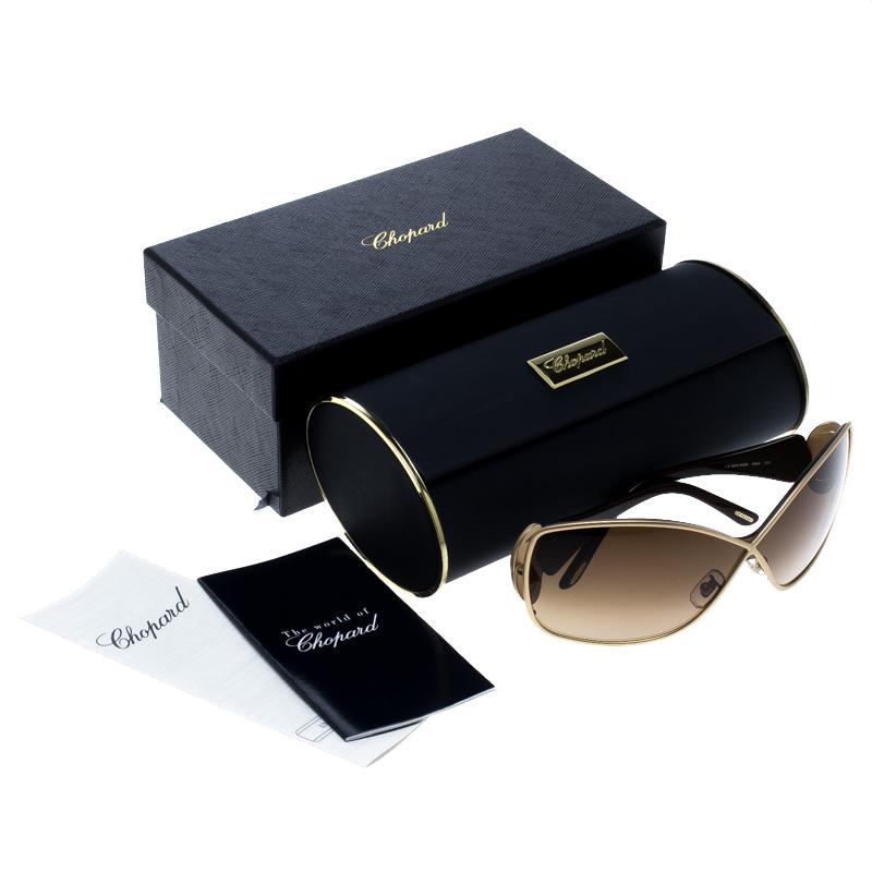 Chopard Brown/Gold SCH802S Crystal Embellished Oversized Sunglasses In New Condition In Dubai, Al Qouz 2