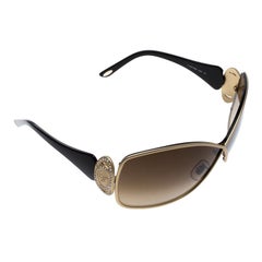 Chopard Brown/Gold SCH802S Crystal Embellished Oversized Sunglasses