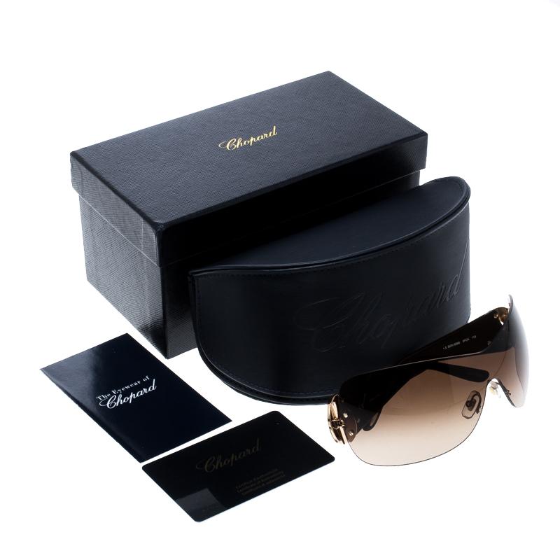 Chopard Brown SCH 939S Shield Sunglasses In New Condition In Dubai, Al Qouz 2
