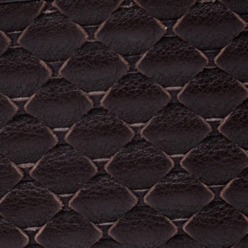 Chopard Portafoglio continentale con zip in pelle marrone intrecciata in vendita 2