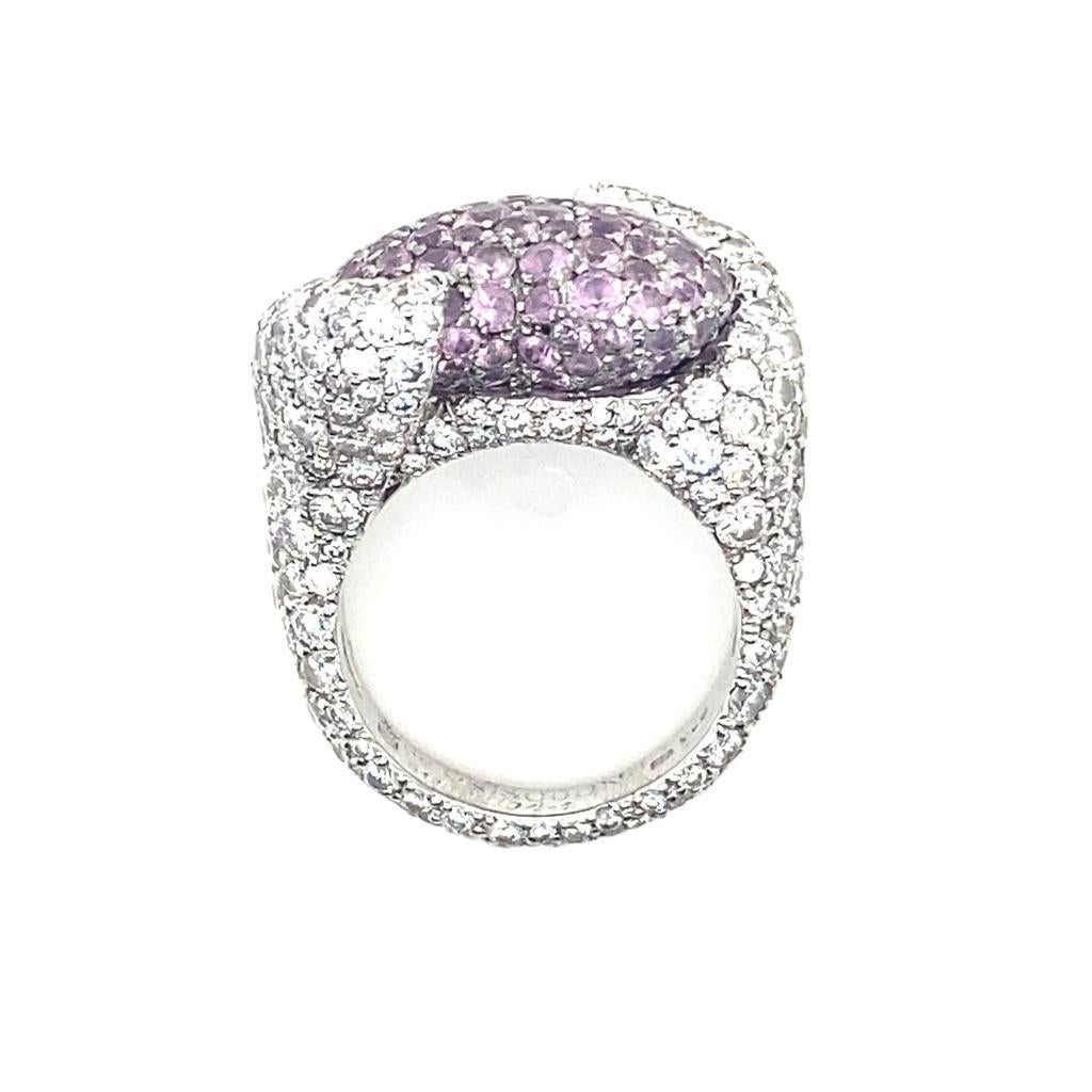 Chopard By De Grisogono diamond and pink sapphire 18 karat white gold ring  For Sale 2