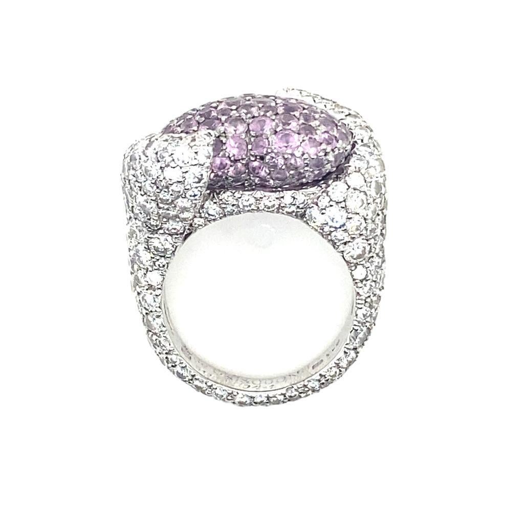 Women's Chopard By De Grisogono diamond and pink sapphire 18 karat white gold ring For Sale