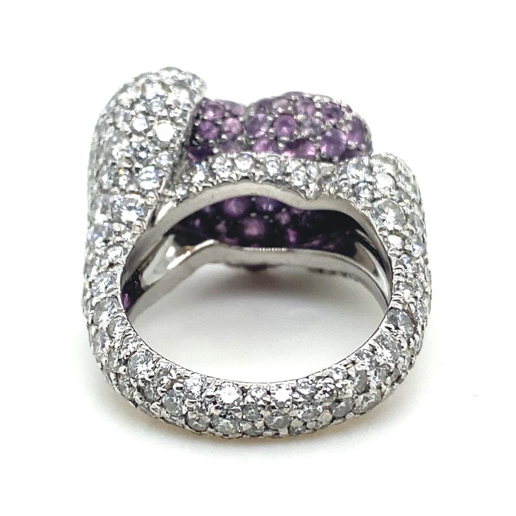 Chopard By De Grisogono diamond and pink sapphire 18 karat white gold ring For Sale 1