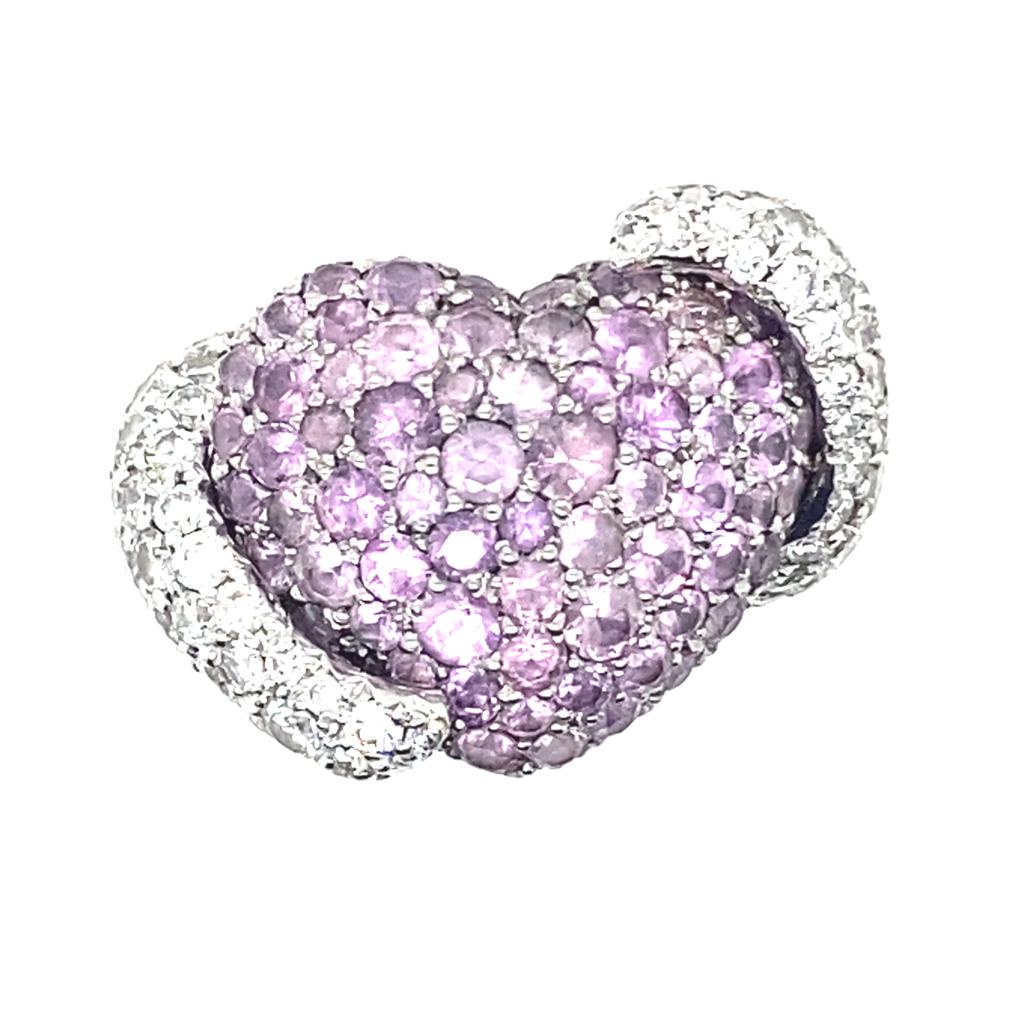Chopard By De Grisogono diamond and pink sapphire 18 karat white gold ring  For Sale