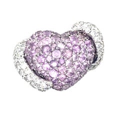 Chopard par De Grisogono, bague en or blanc 18 carats avec diamants et saphirs roses 