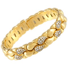 Chopard Casmir 18 Karat Yellow Gold Diamond Pave Open Bracelet