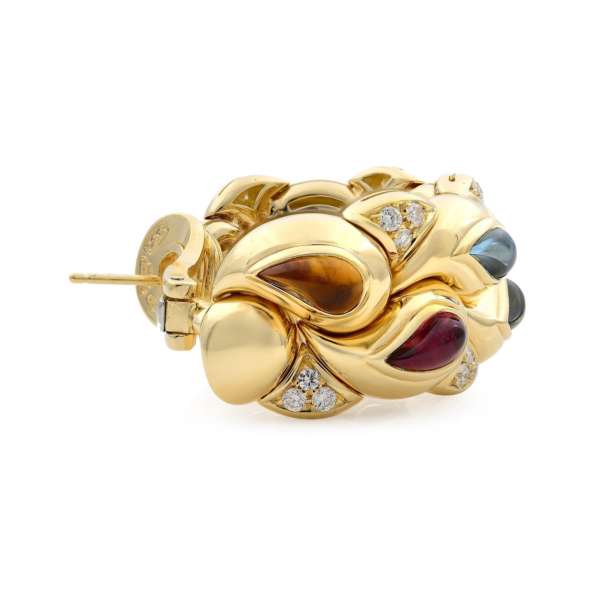 Women's Chopard Casmir 18 Karat Yellow Gold Diamond and Multi-Stones Earrings