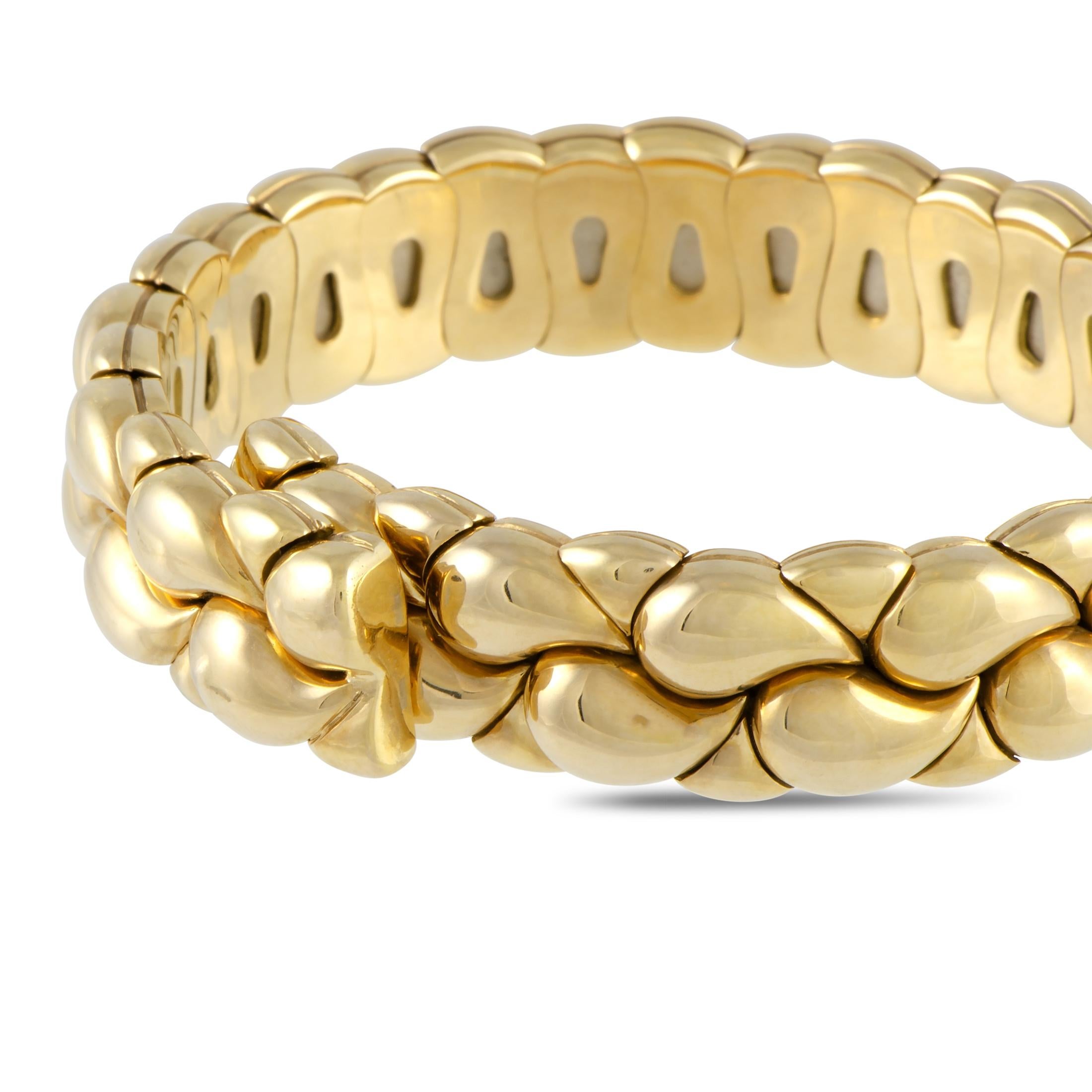 Chopard Casmir 18 Karat Yellow Gold Diamond Pave Open Bracelet In Excellent Condition In Southampton, PA