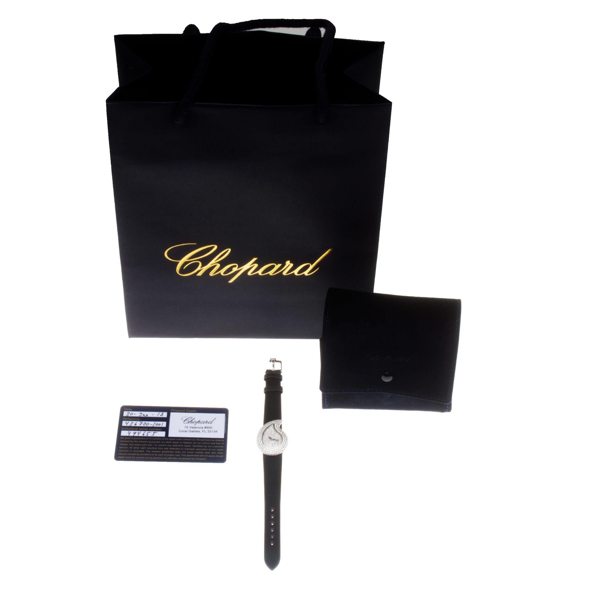 Chopard Casmir Ladies Watch with Pave Diamond Dial and Bezel in 18k White 1