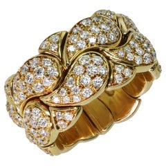 Vintage Chopard Casmir Full Pave Diamond Yellow Gold Cuff Band Ring. Sz. 6-6.5