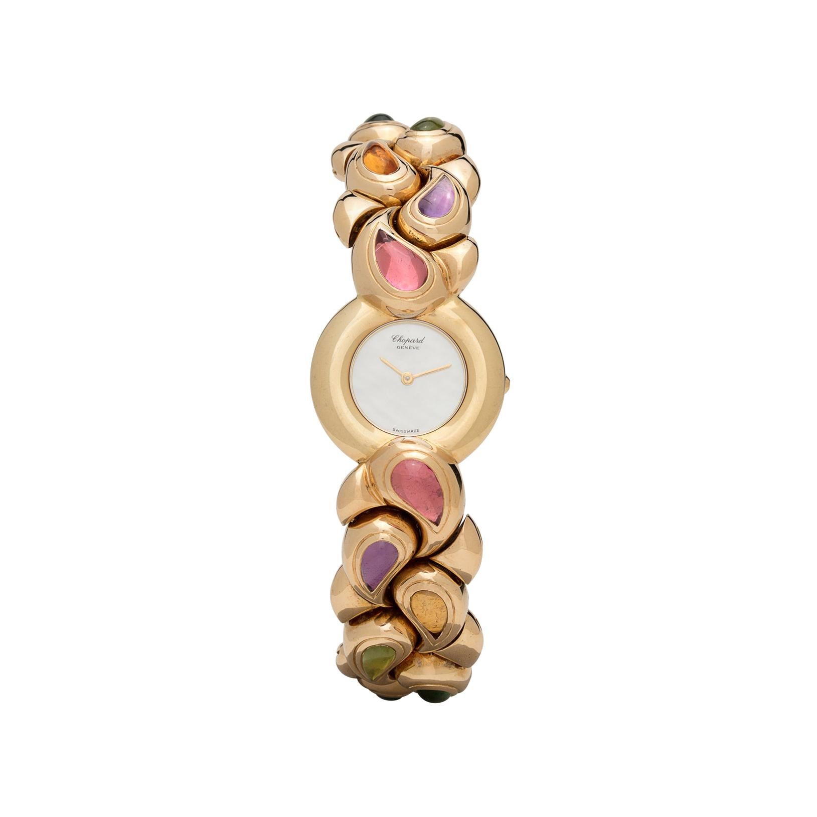 Chopard Montre-bracelet en or 18 carats sertie de pierres précieuses en vente