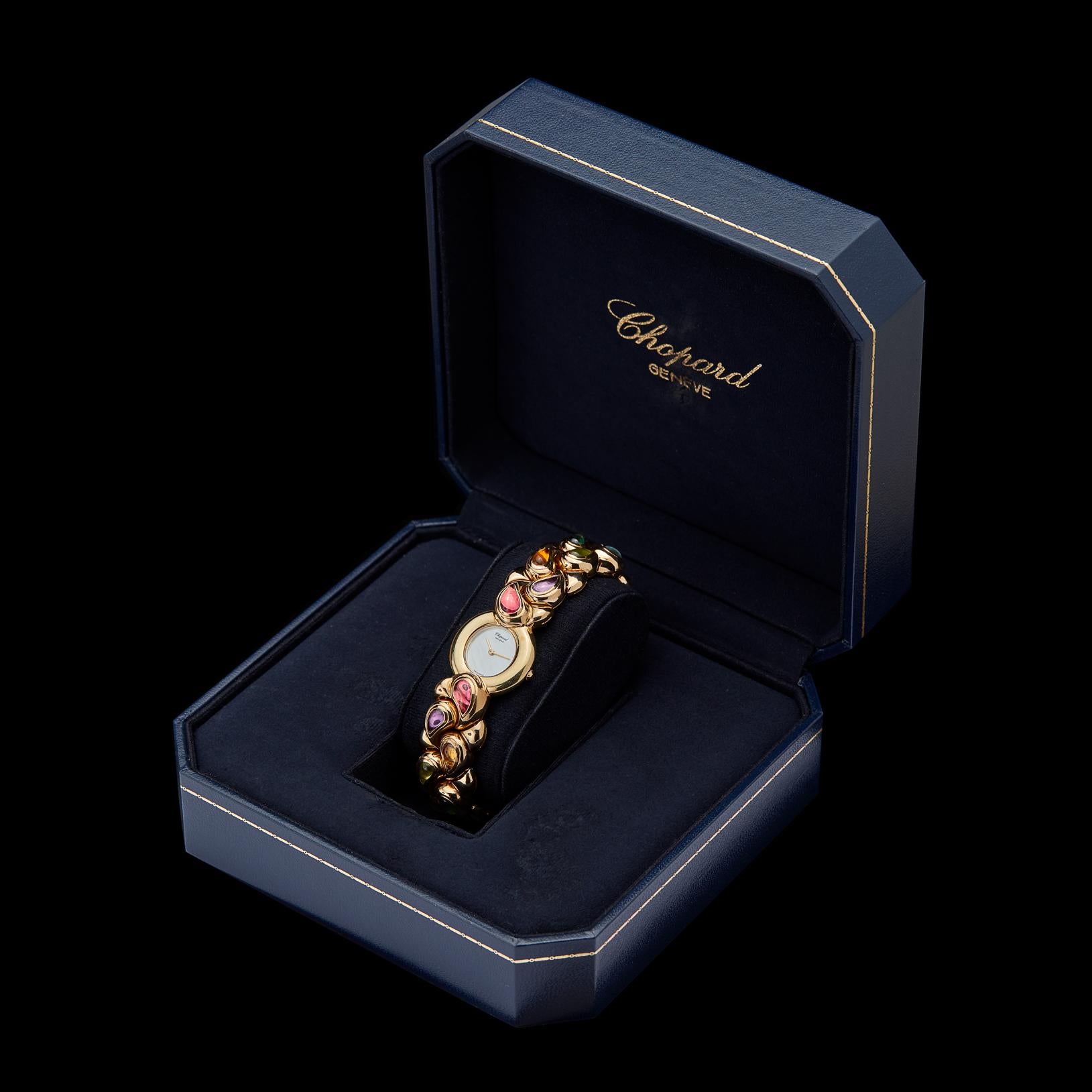 Chopard Montre-bracelet en or 18 carats sertie de pierres précieuses Pour femmes en vente
