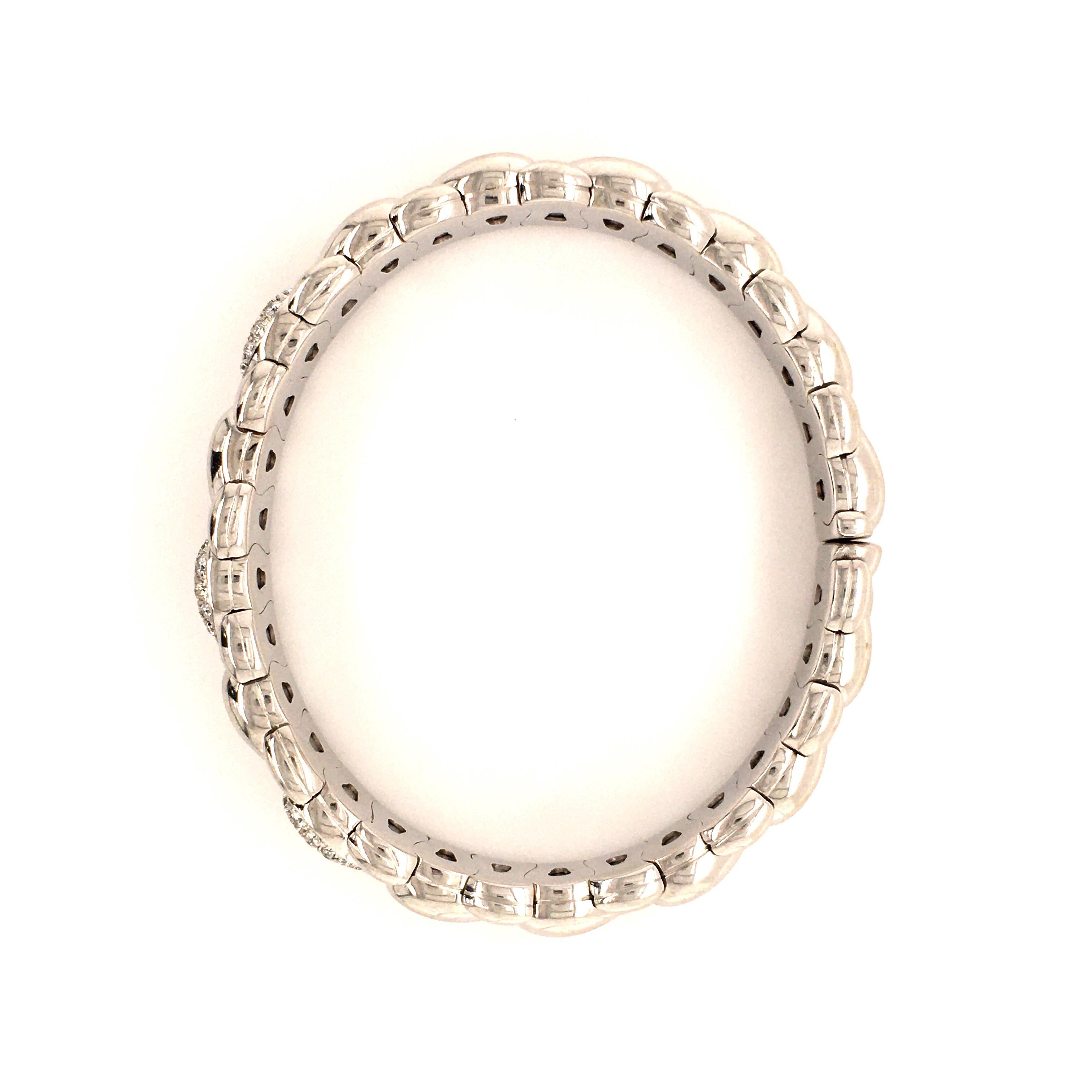 Round Cut Chopard Casmir White Gold Diamond Open Bracelet