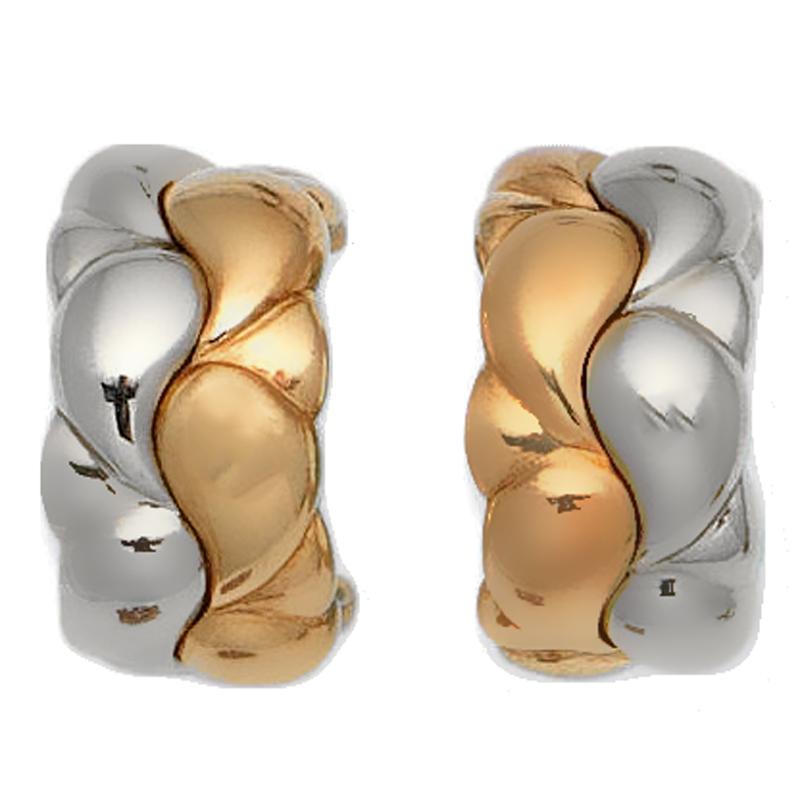 Chopard - Boucles d'oreilles Casmir en or blanc et jaune Bon état - En vente à Feasterville, PA