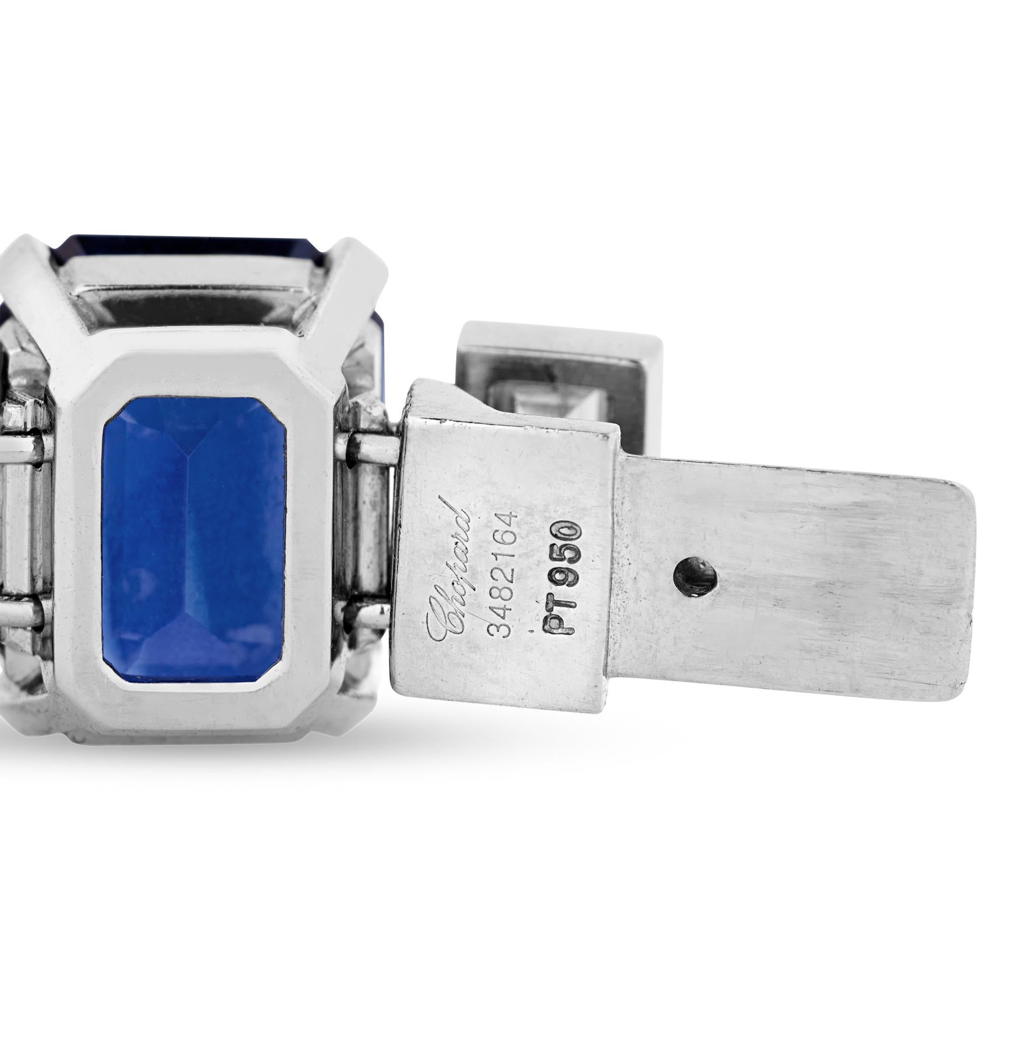 Octagon Cut Chopard Ceylon Sapphire and Diamond Bracelet, 85.53 Carats