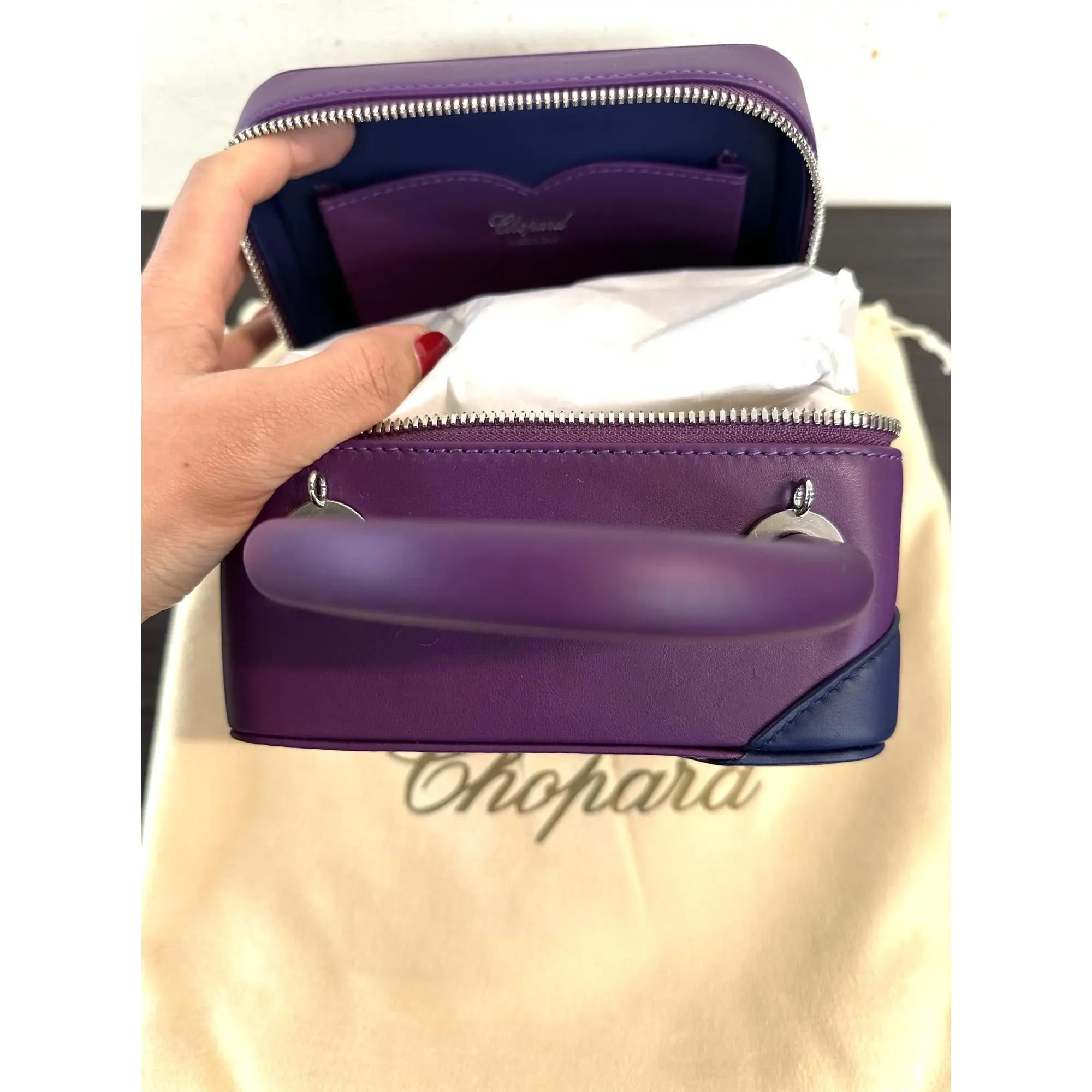 Gray Chopard & Chloë Sevigny Green Carpet Purple & Navy Blue Leather Shoulder Bag For Sale