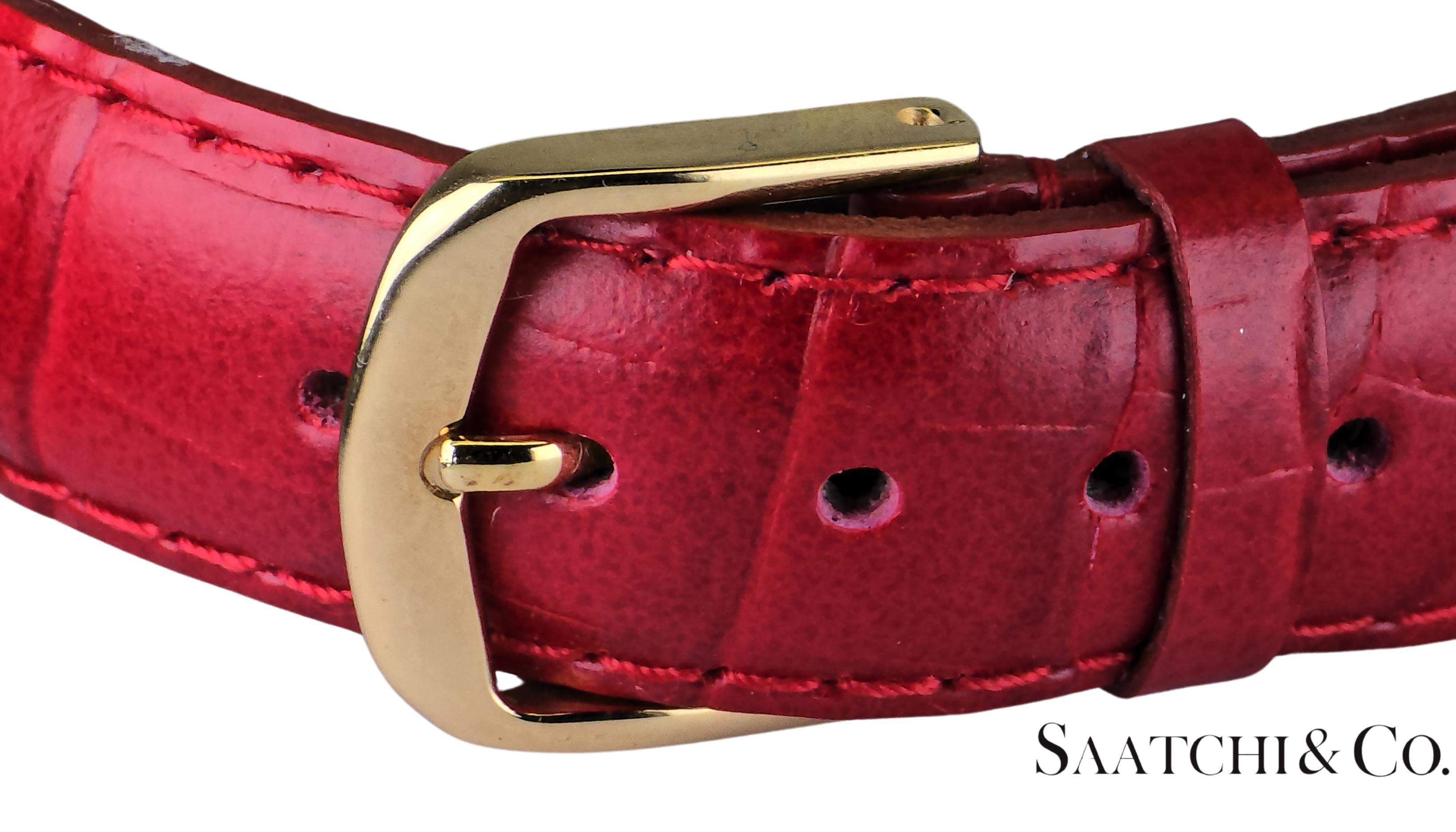 Women's [CHOPARD] Chopard Happy Sports 3P Diamond Leather Red Sapphire R. 9544/9999 32mm For Sale