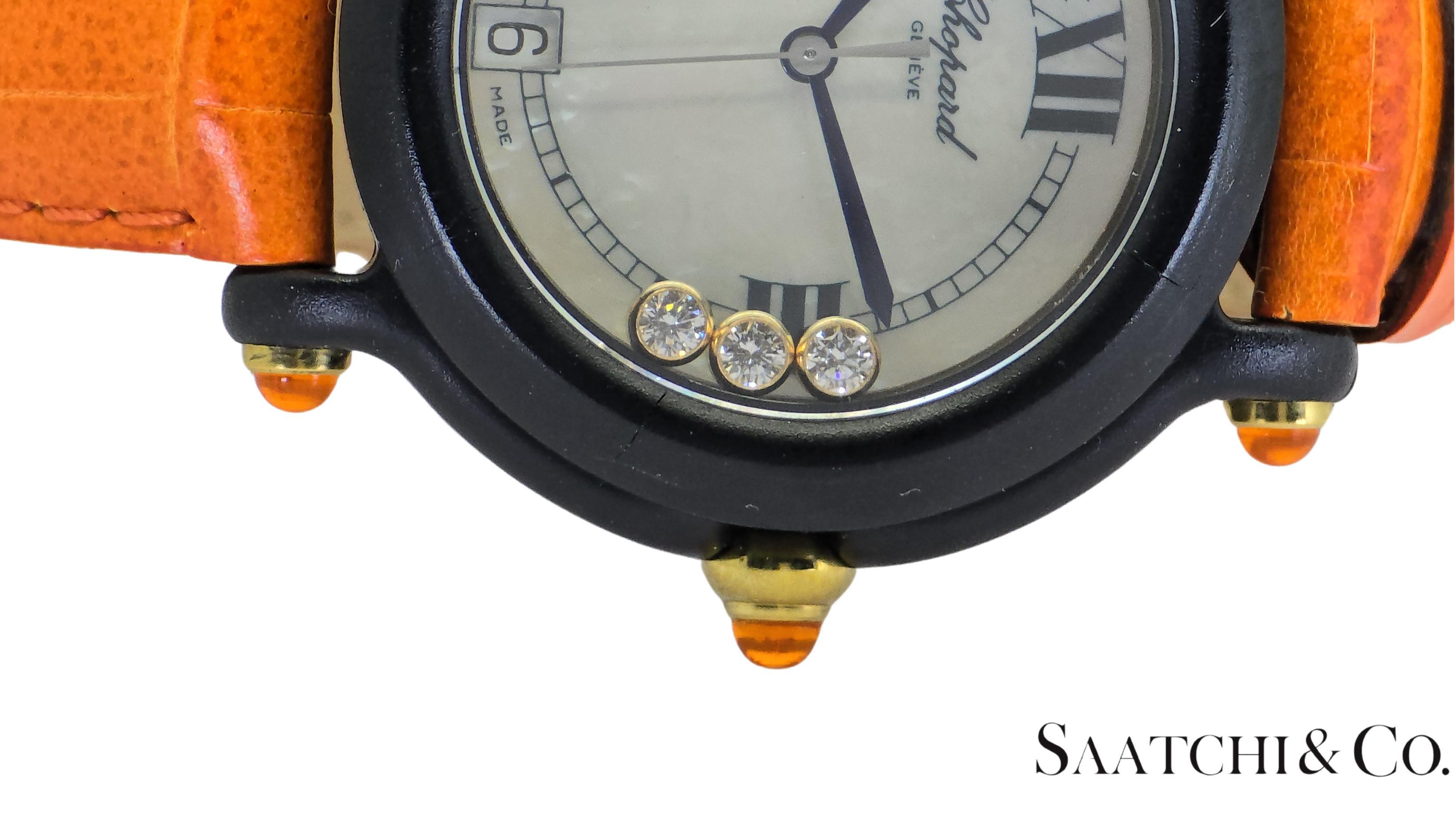 [Chopard Happy Sports 3P Diamante Arancione Zaffiro R. 9496/9999 32mm in vendita 2