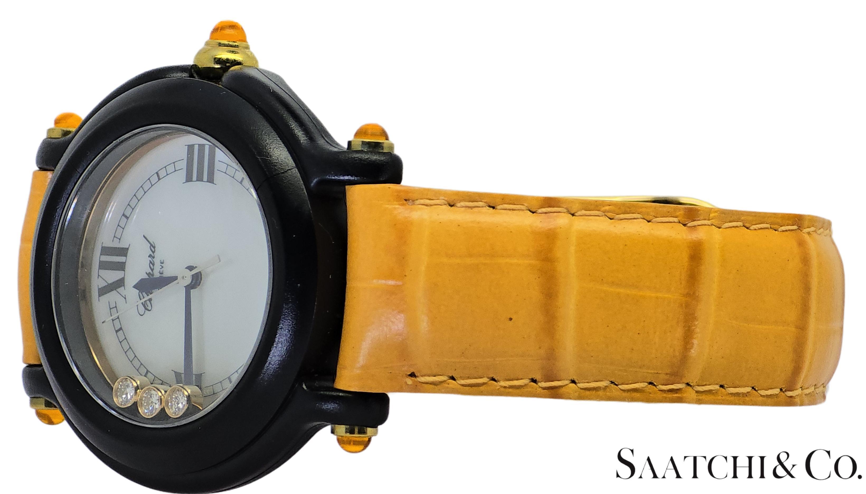 Contemporaneo [Chopard Happy Sports 3P Diamante Giallo Zaffiro R. 9644/9999 32mm in vendita