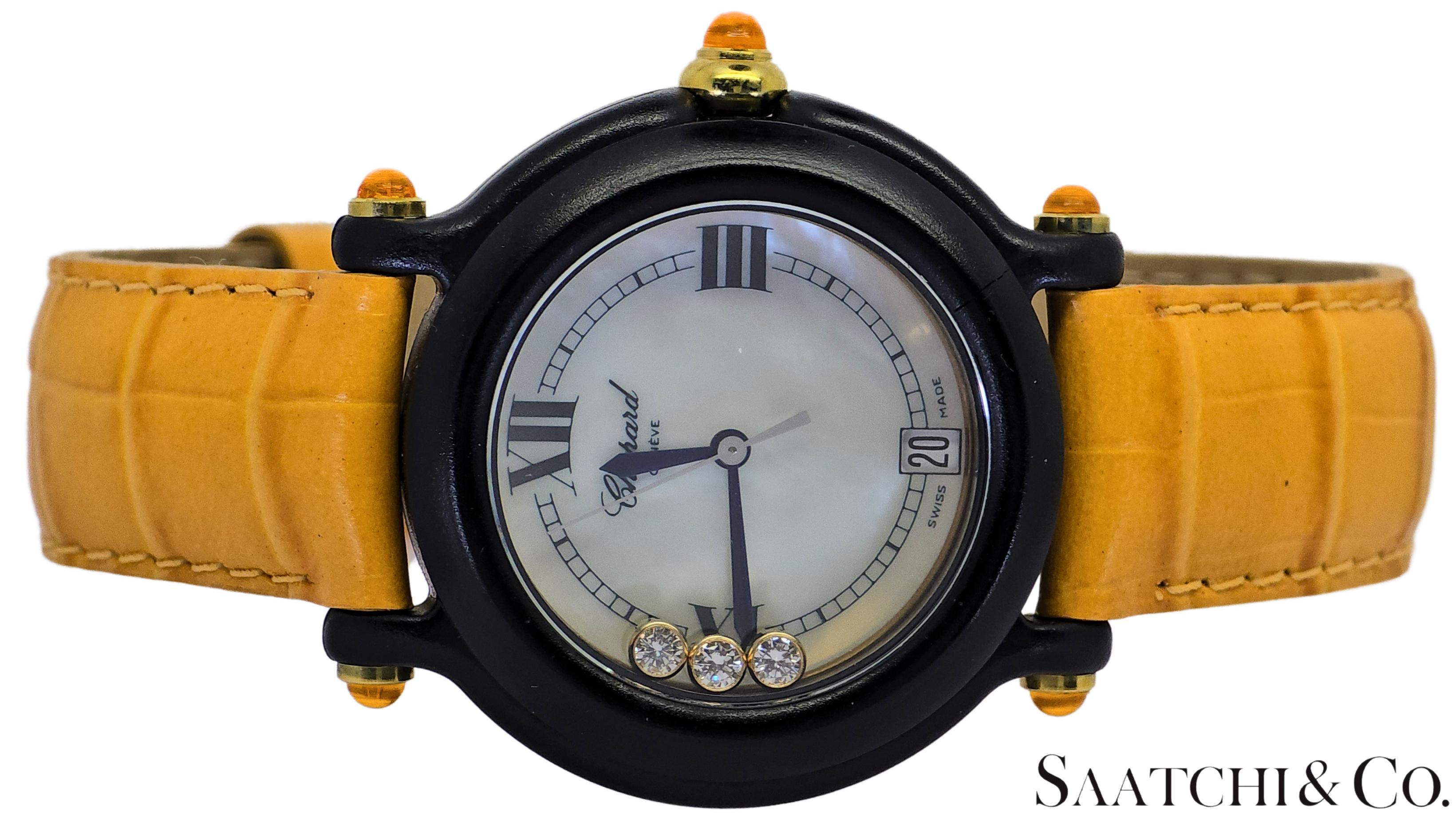Taglio rotondo [Chopard Happy Sports 3P Diamante Giallo Zaffiro R. 9644/9999 32mm in vendita