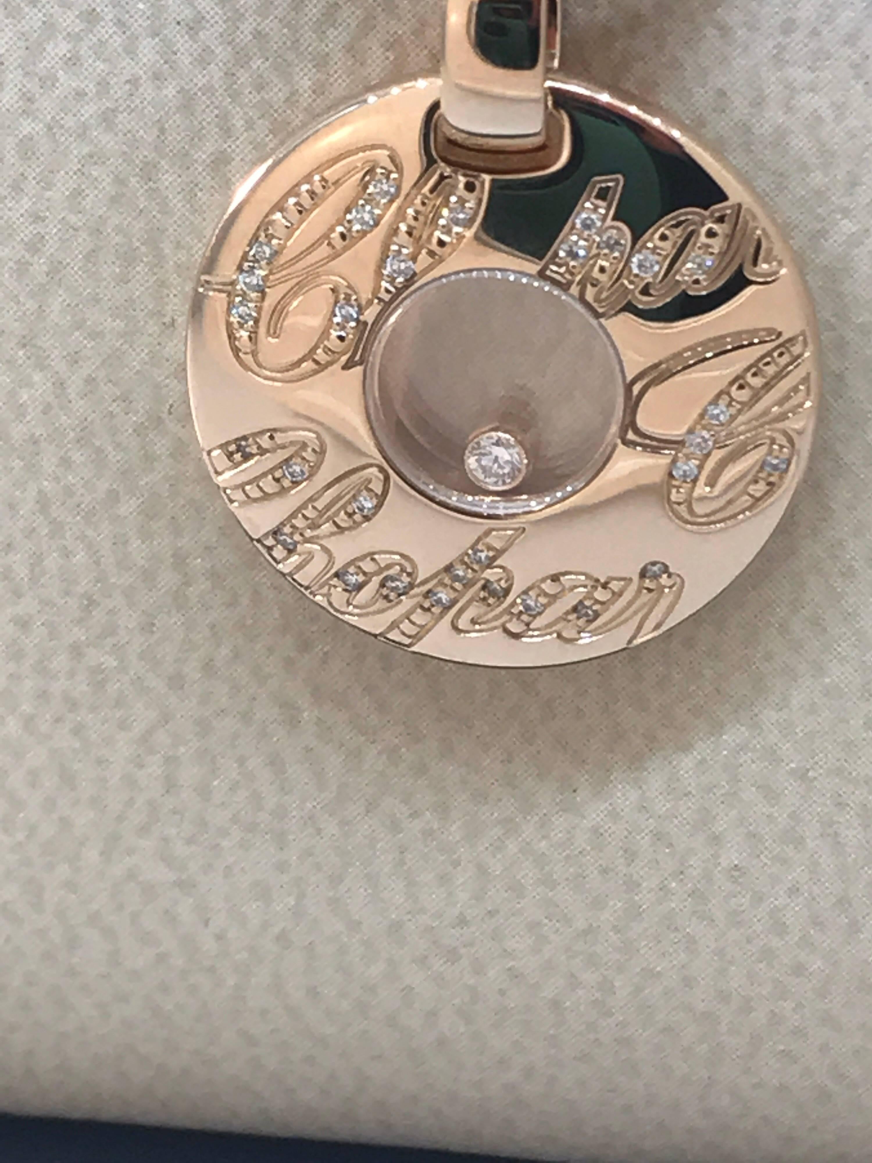 Chopard Chopardissimo 18 Karat Rose Gold and Diamond Pendant 79/7760-5001 In New Condition In New York, NY