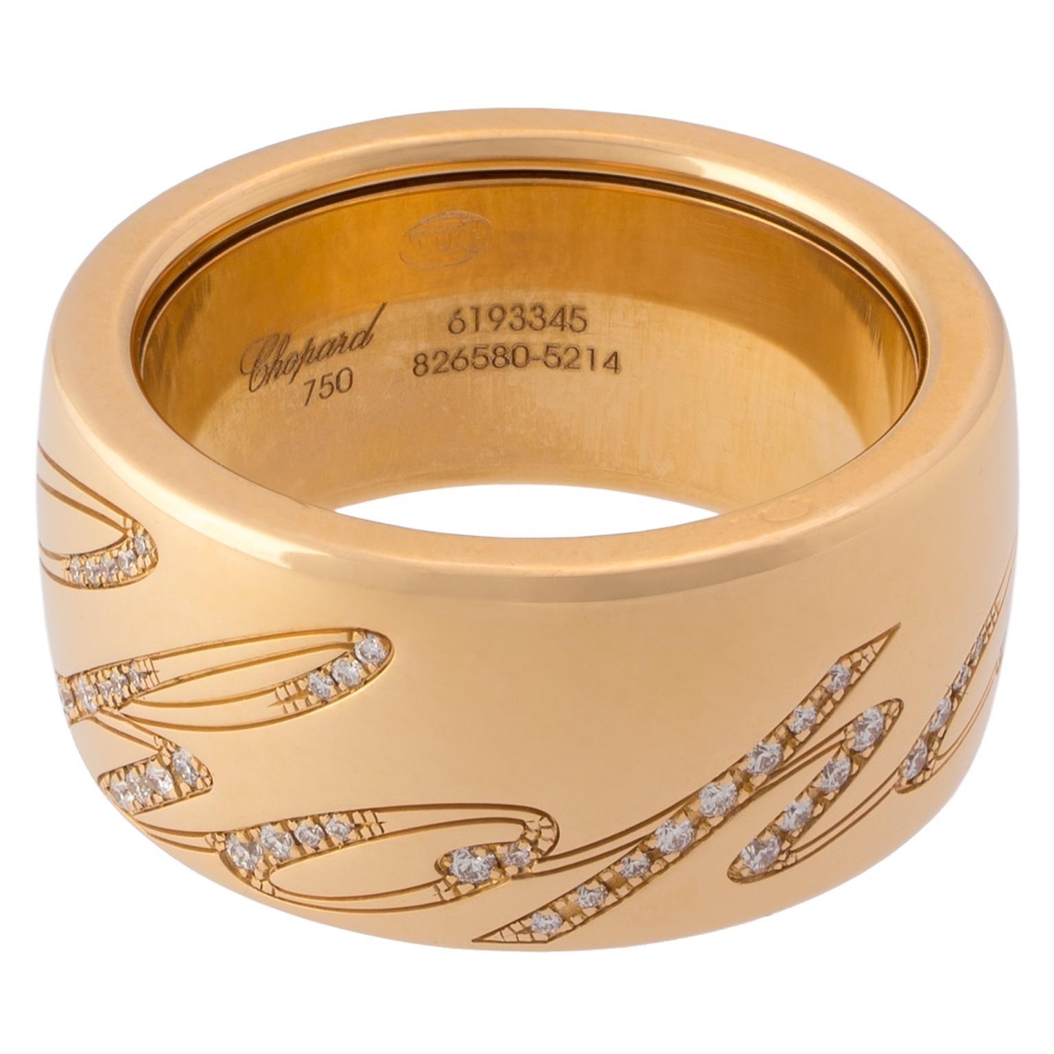 Round Cut Chopard Chopardissimo 18 Karat Rose Gold and Diamonds Ring For Sale