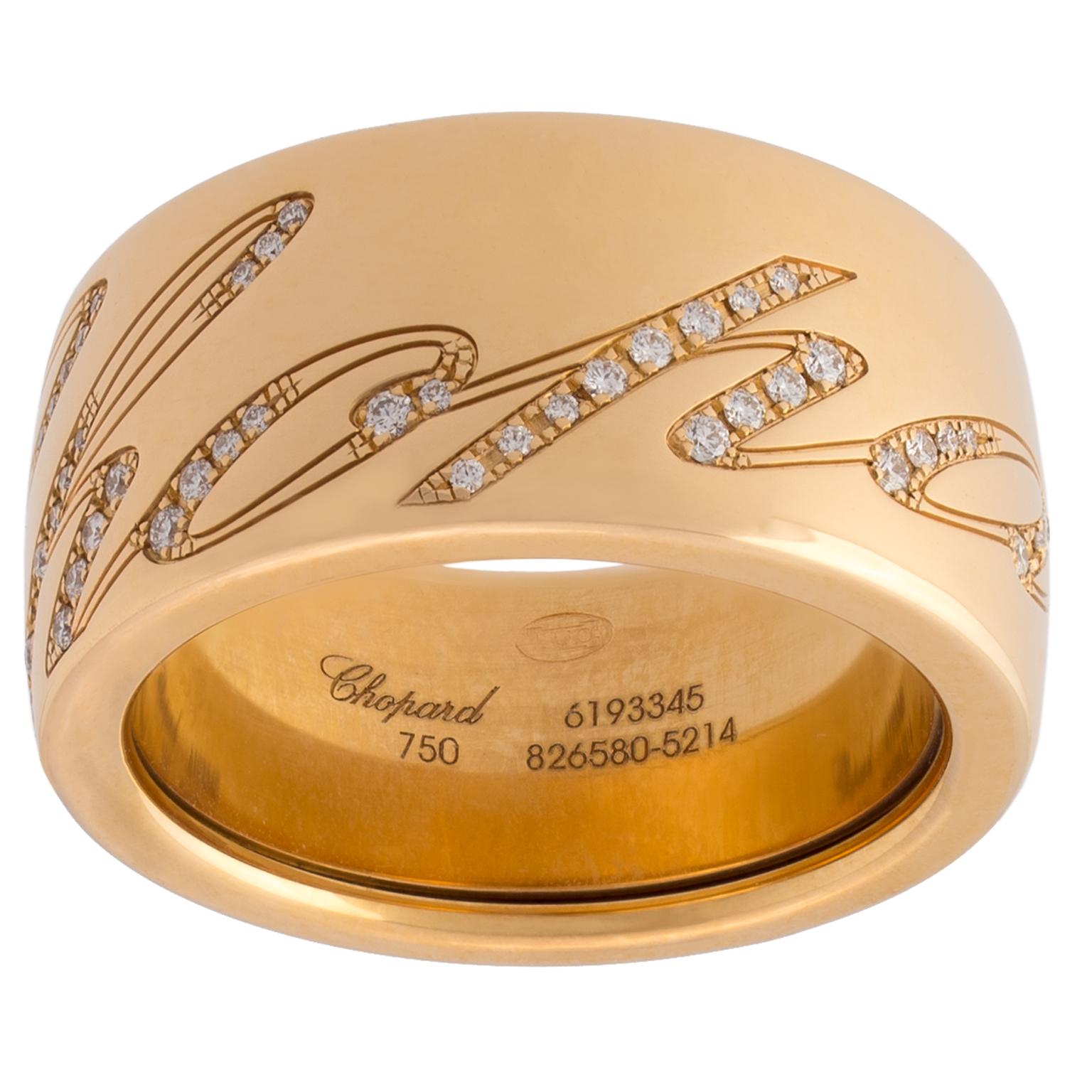 Women's Chopard Chopardissimo 18 Karat Rose Gold and Diamonds Ring For Sale