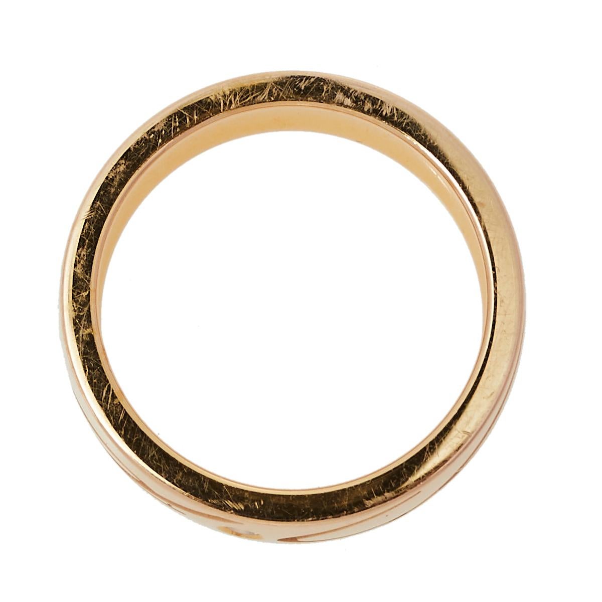 Chopard Chopardissimo 18K Rose Gold Band Ring Size EU 57 In Good Condition In Dubai, Al Qouz 2