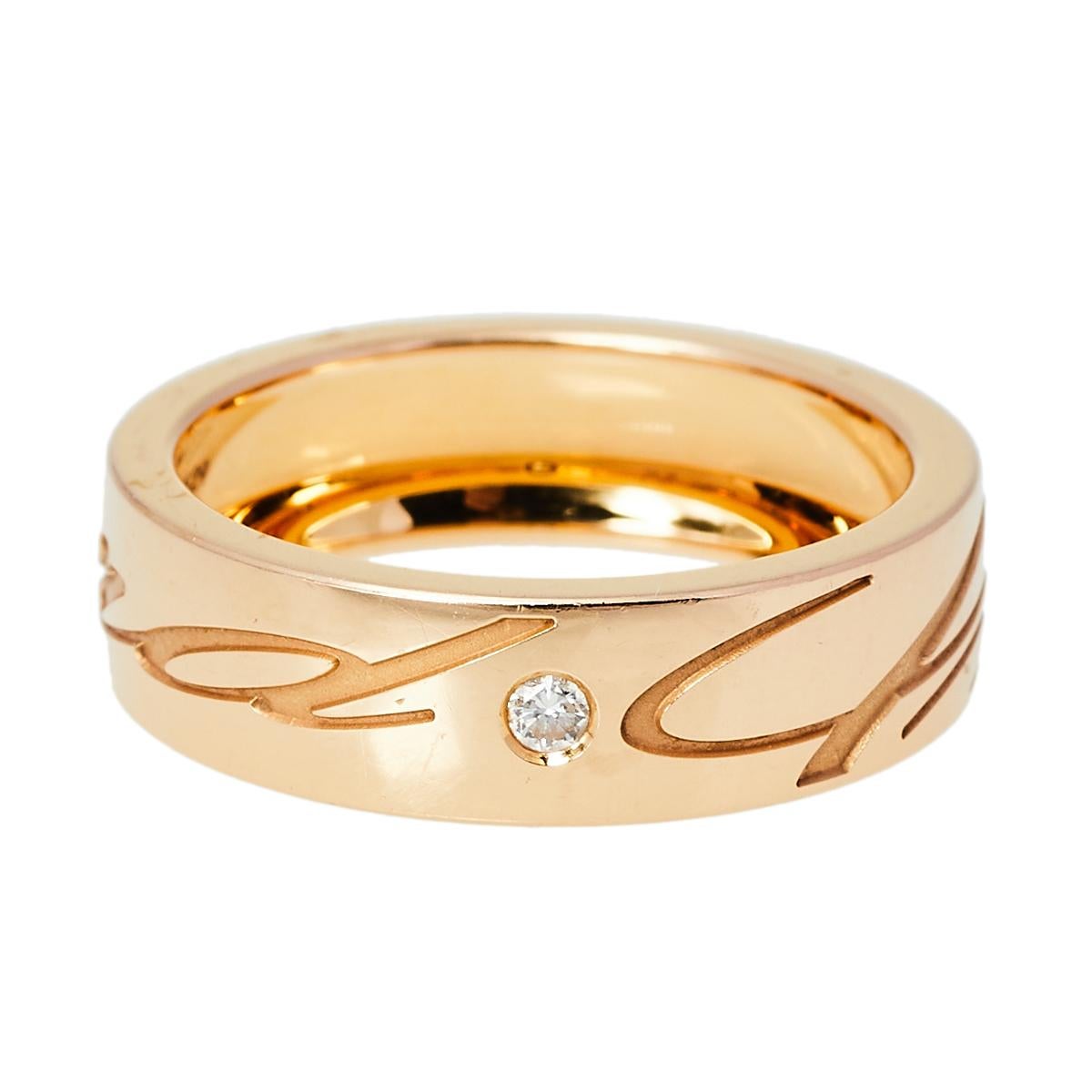 Chopard Chopardissimo 18K Rose Gold Band Ring Size EU 57