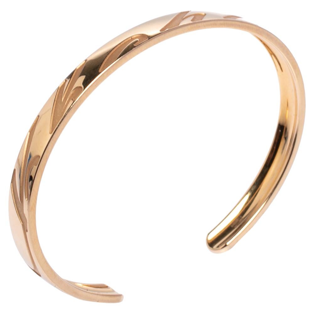 Contemporary Chopard Chopardissimo 18K Rose Gold Open Cuff Bangle Bracelet