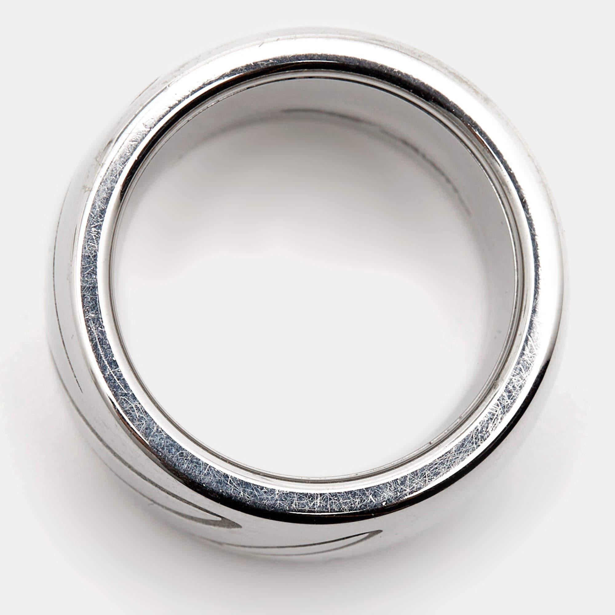 Chopard Chopardissimo 18k White Gold Ring Size 51 In Good Condition For Sale In Dubai, Al Qouz 2