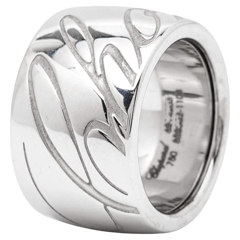 Chopard Chopardissimo 18k White Gold Ring Size 51 For Sale at 1stDibs
