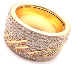 Chopard Chopardissimo 18 Karat Gelbgold Pavé-Diamant Signatur breiter Bandring