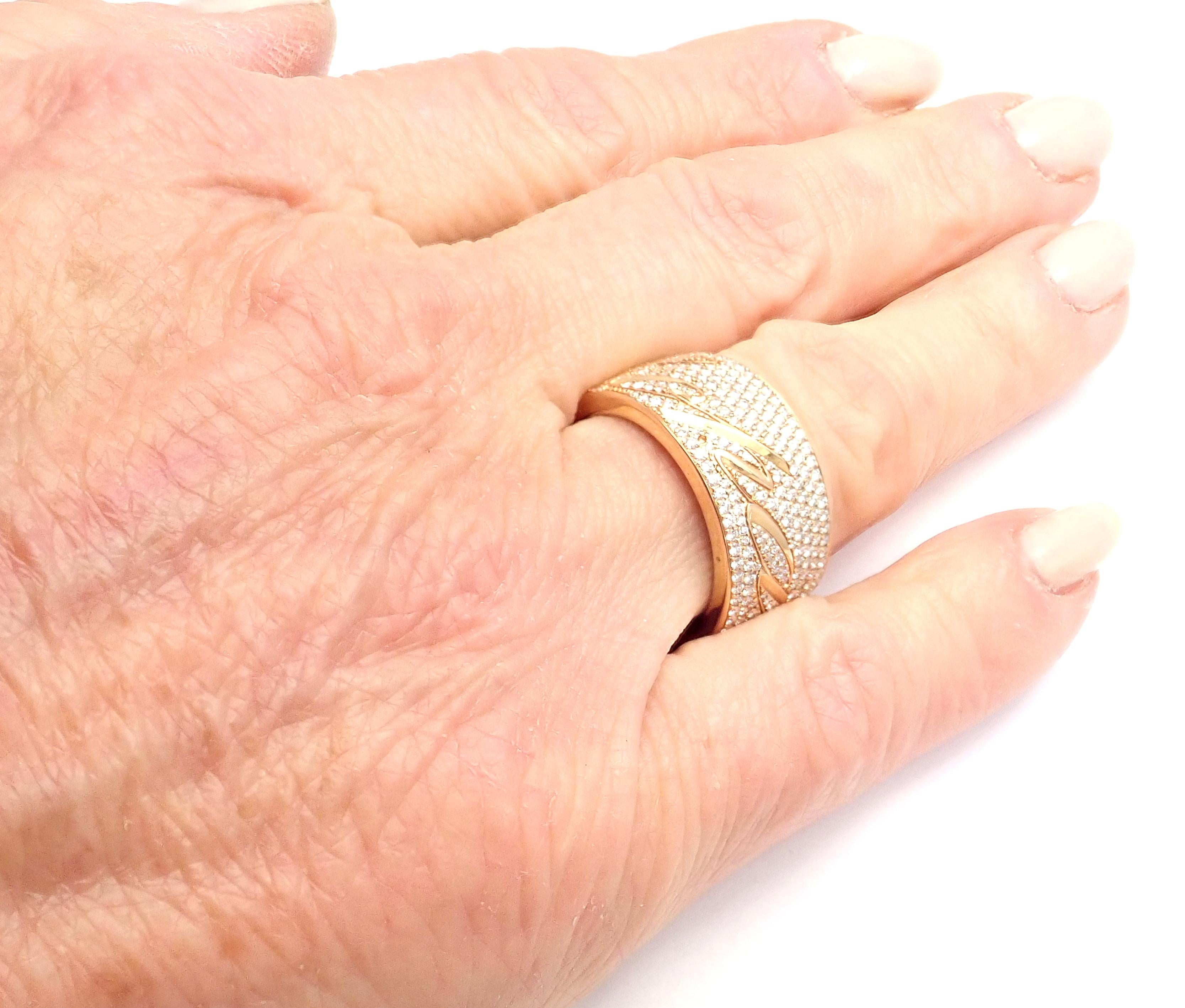 Brilliant Cut Chopard Chopardissimo 18 Karat Yellow Gold Pavé Diamond Signature Wide Band Ring For Sale
