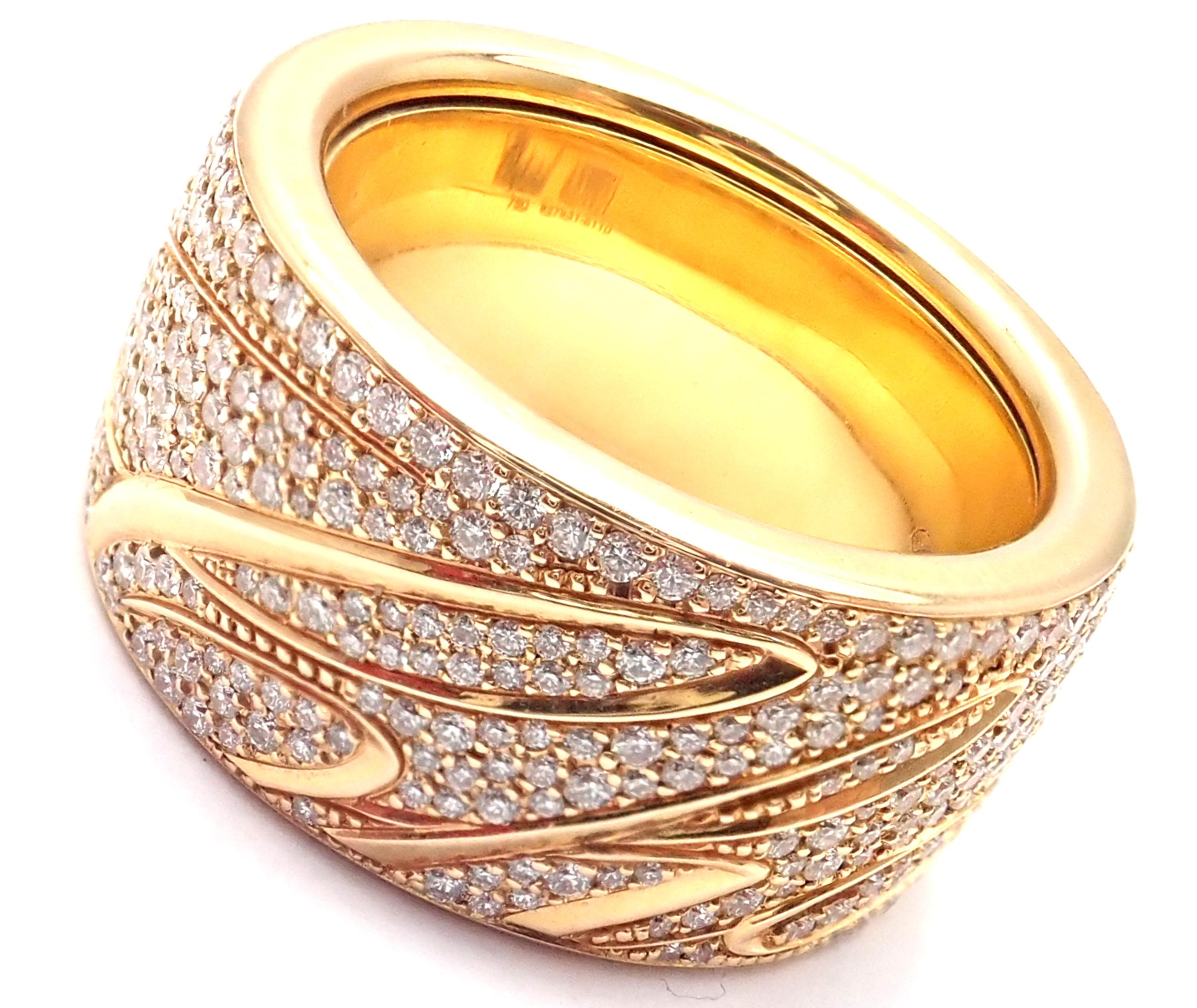 Chopard Chopardissimo 18 Karat Yellow Gold Pavé Diamond Signature Wide Band Ring In New Condition For Sale In Holland, PA