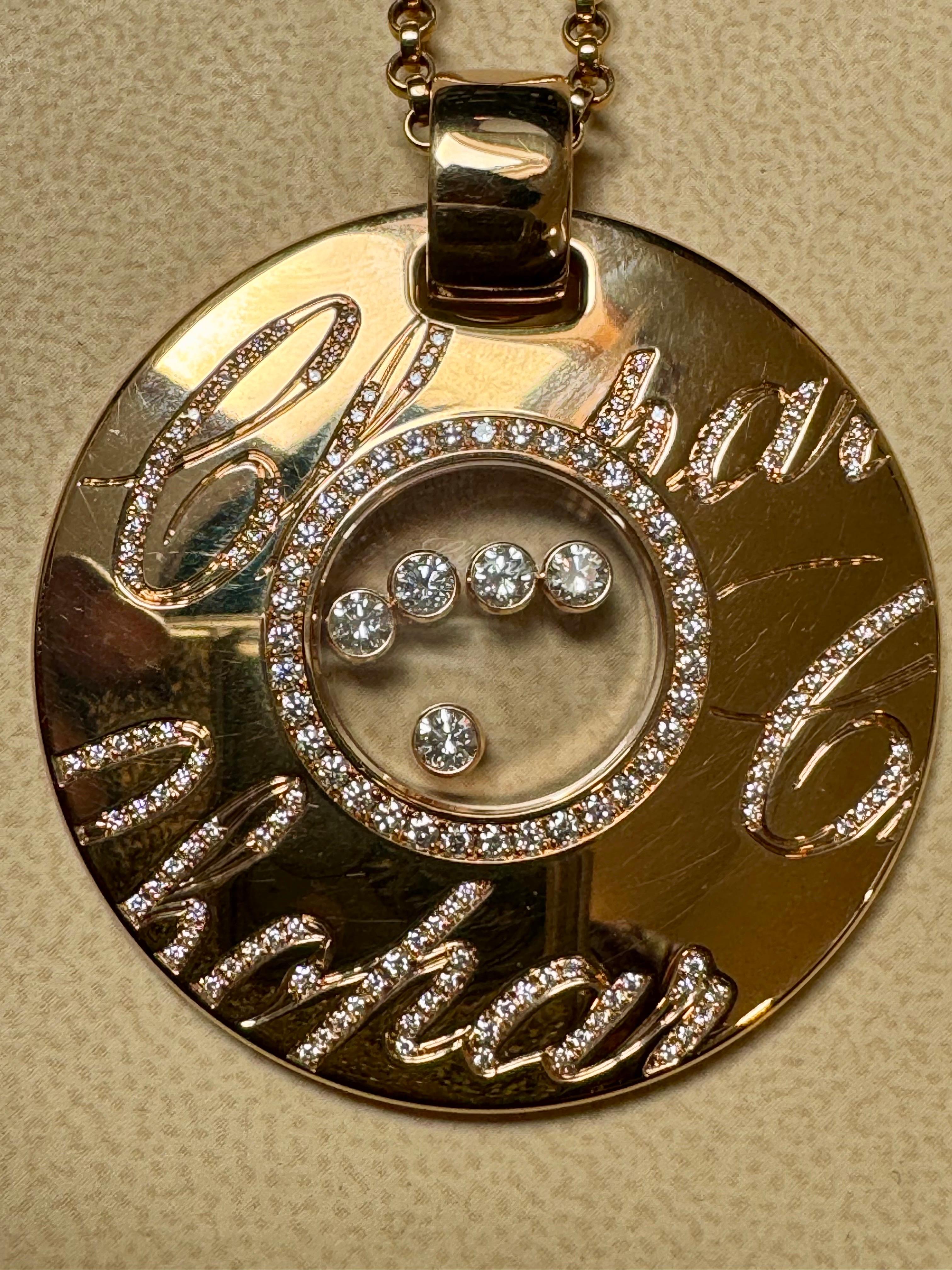 Chopard Chopardissimo 18 Karat Gelbgold Diamant-Anhänger-Halskette Groß, Nachlass 3