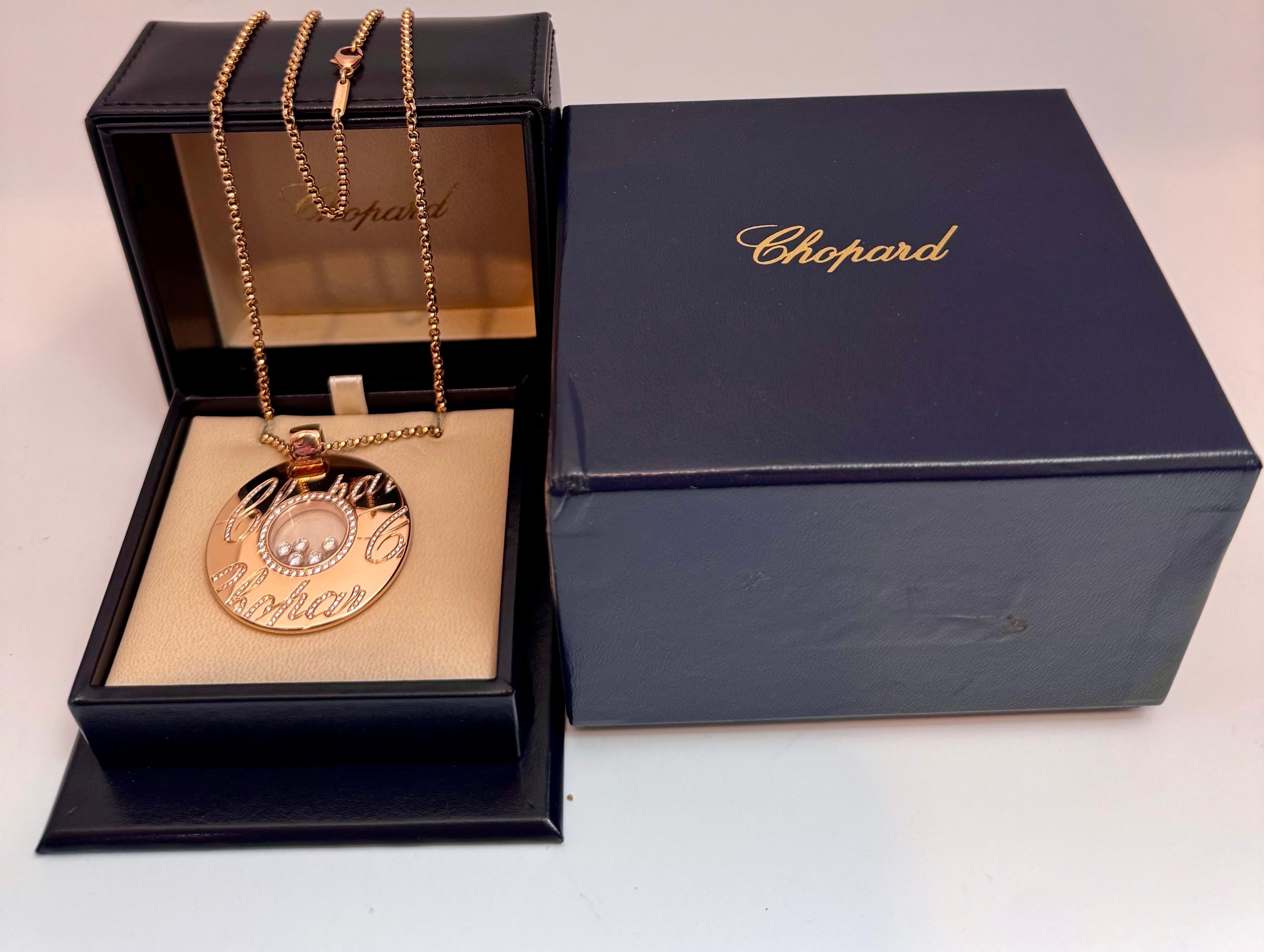 Chopard Chopardissimo 18Karat Yellow Gold Diamond Pendant Necklace Large, Estate For Sale 12