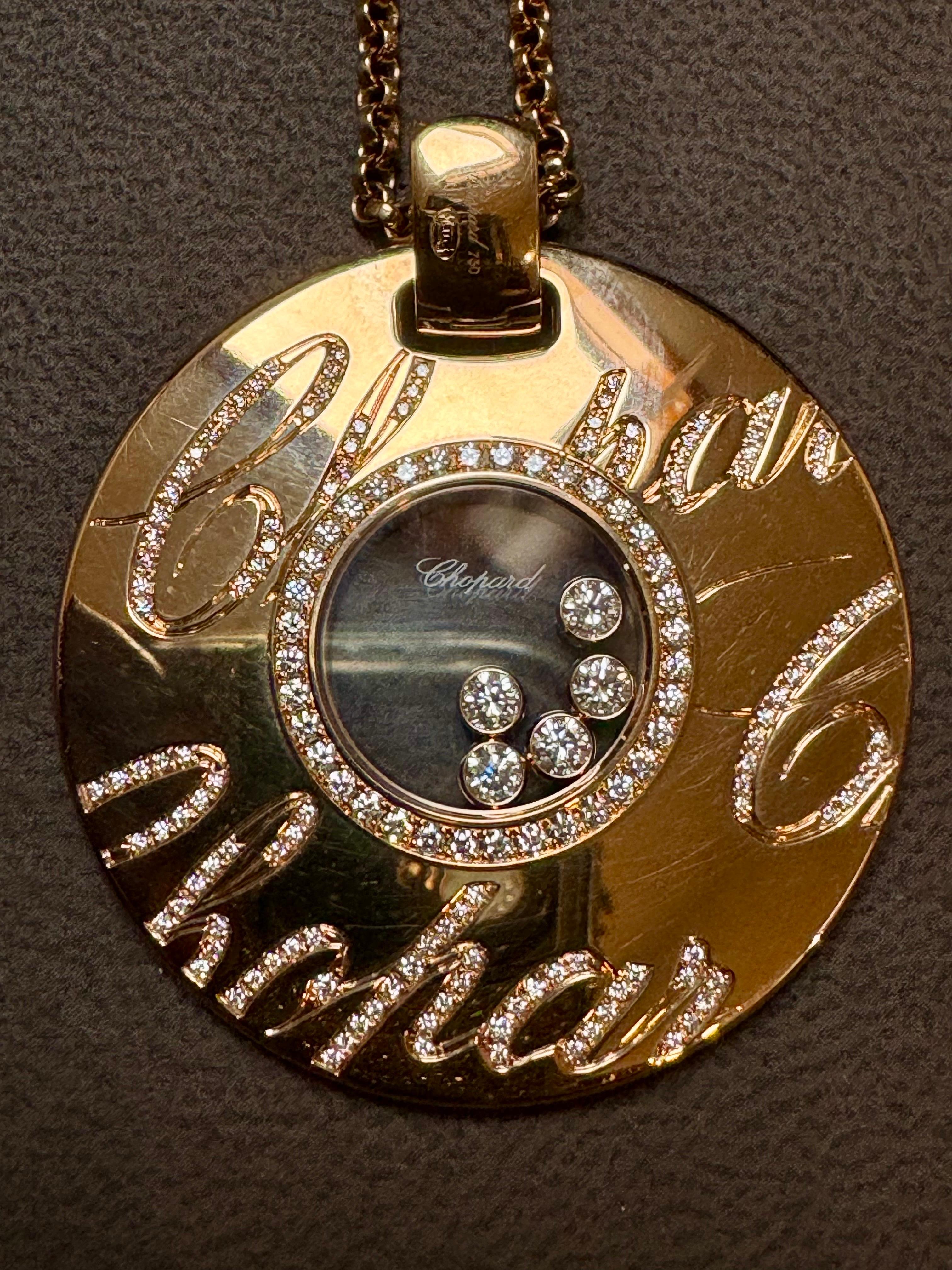 Chopard Chopardissimo 18Karat Yellow Gold Diamond Pendant Necklace Large, Estate For Sale 13