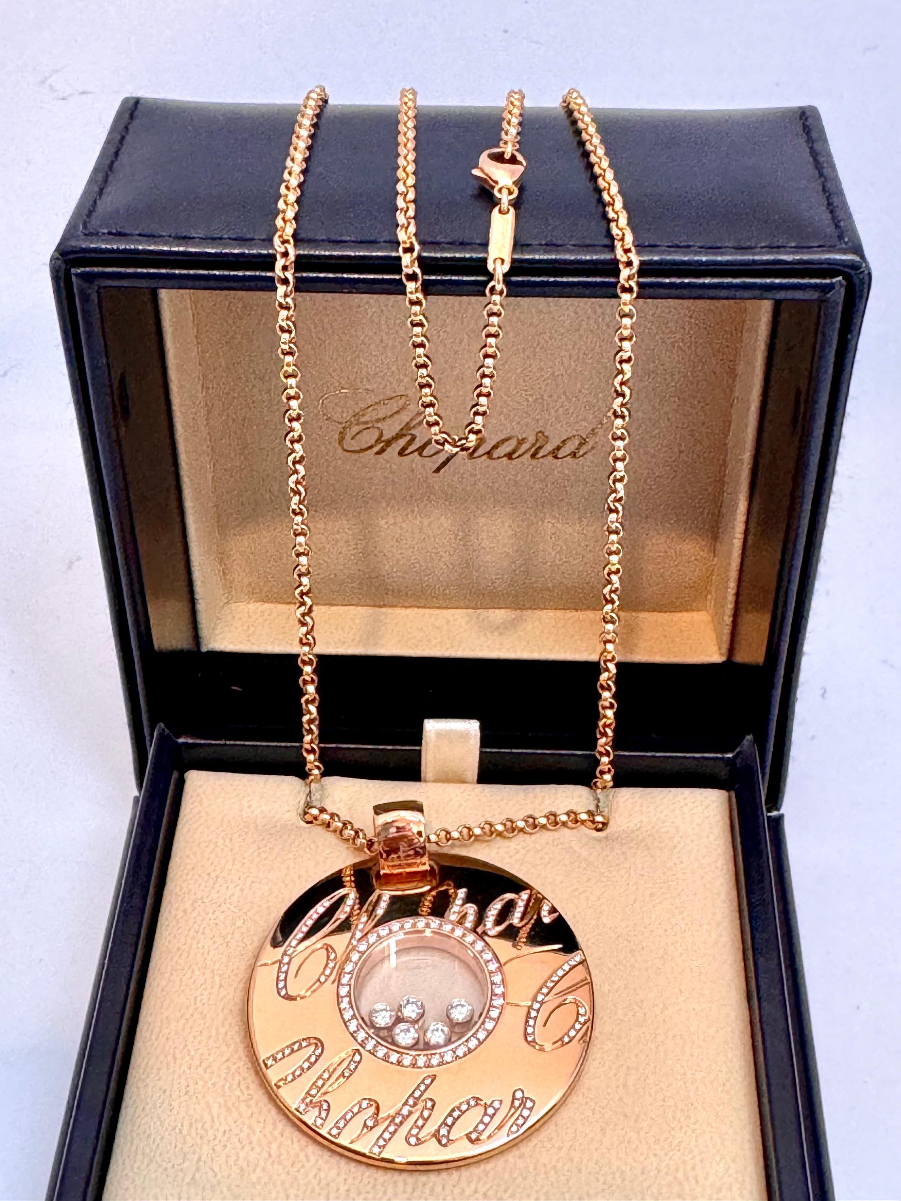 Chopard Chopardissimo 18Karat Yellow Gold Diamond Pendant Necklace Large, Estate For Sale 14